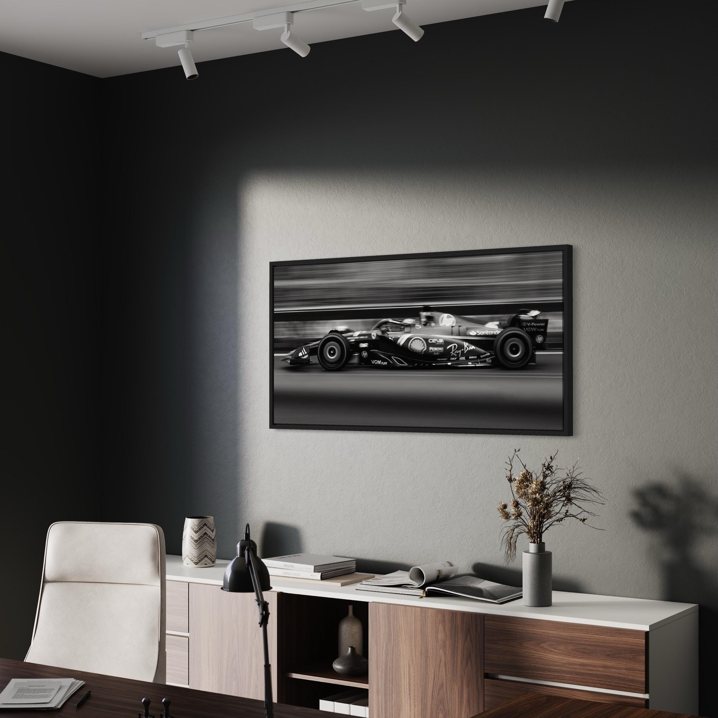 Formula 1 Racing Car Black & White Canvas Art | Poster Print