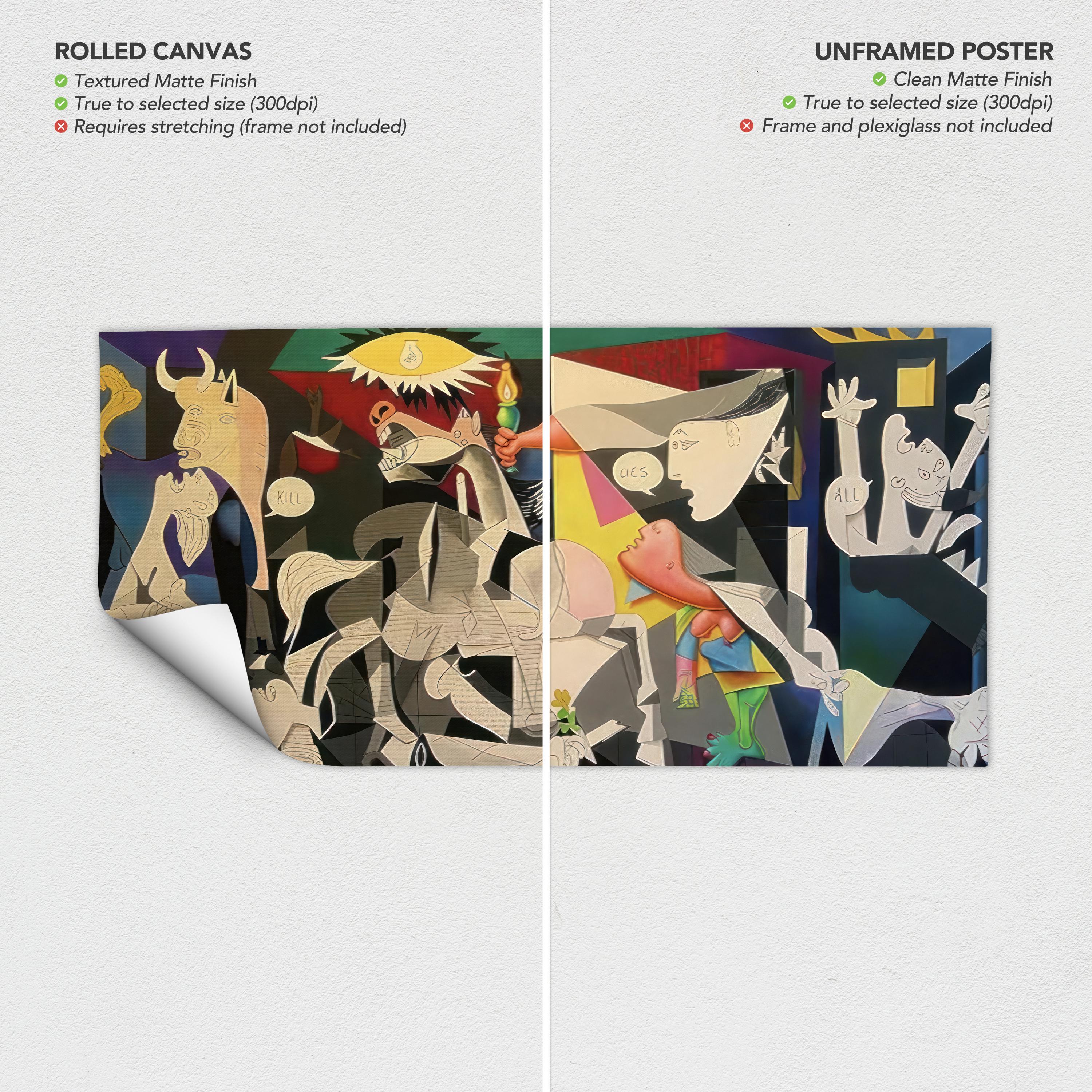 Guernica Picasso Colorful Wall Art Canvas | Cubism Artwork Poster Print