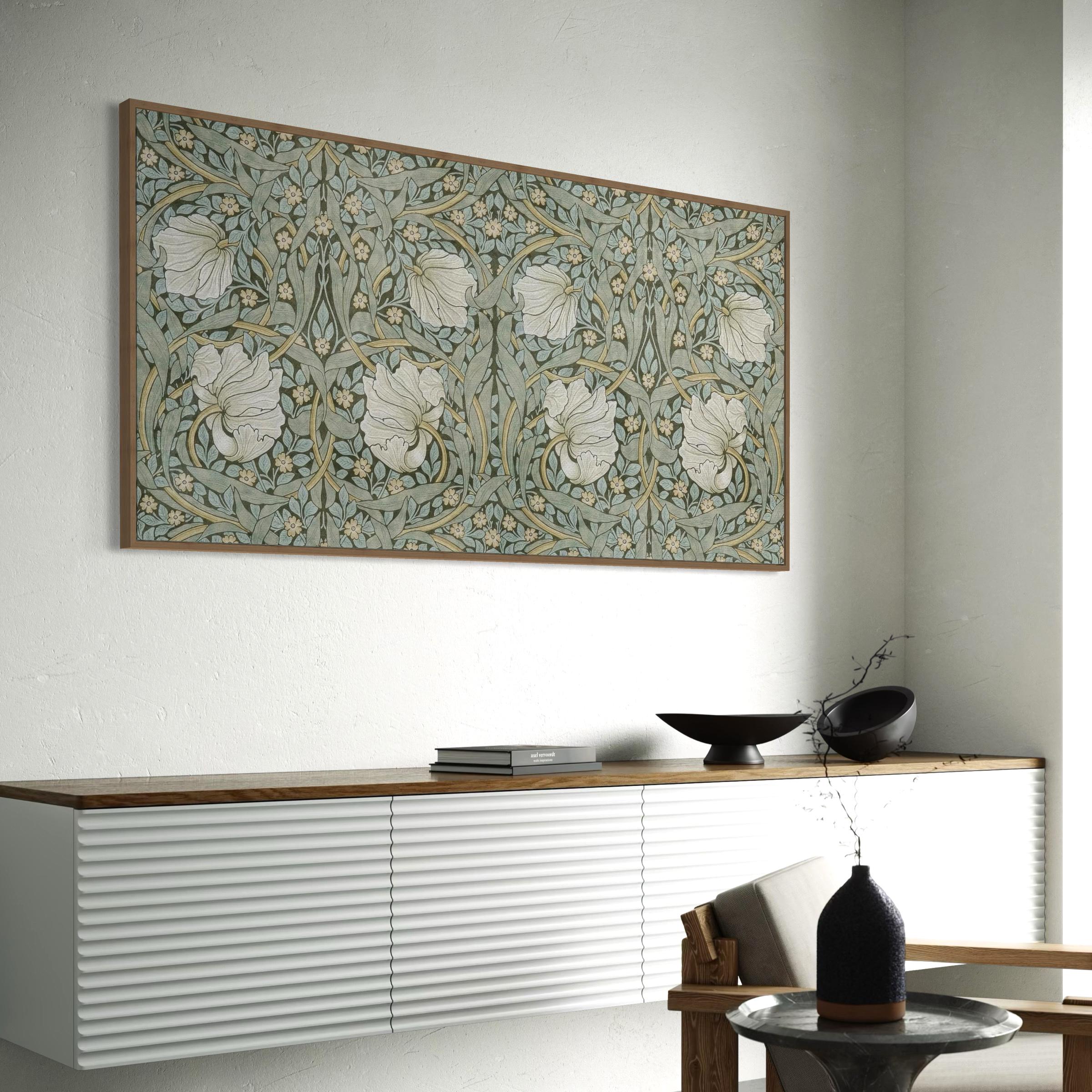 Framed Canvas | Poster Print Wall Art | Mid Century Modern | Sage Green Boho Art Nouveau