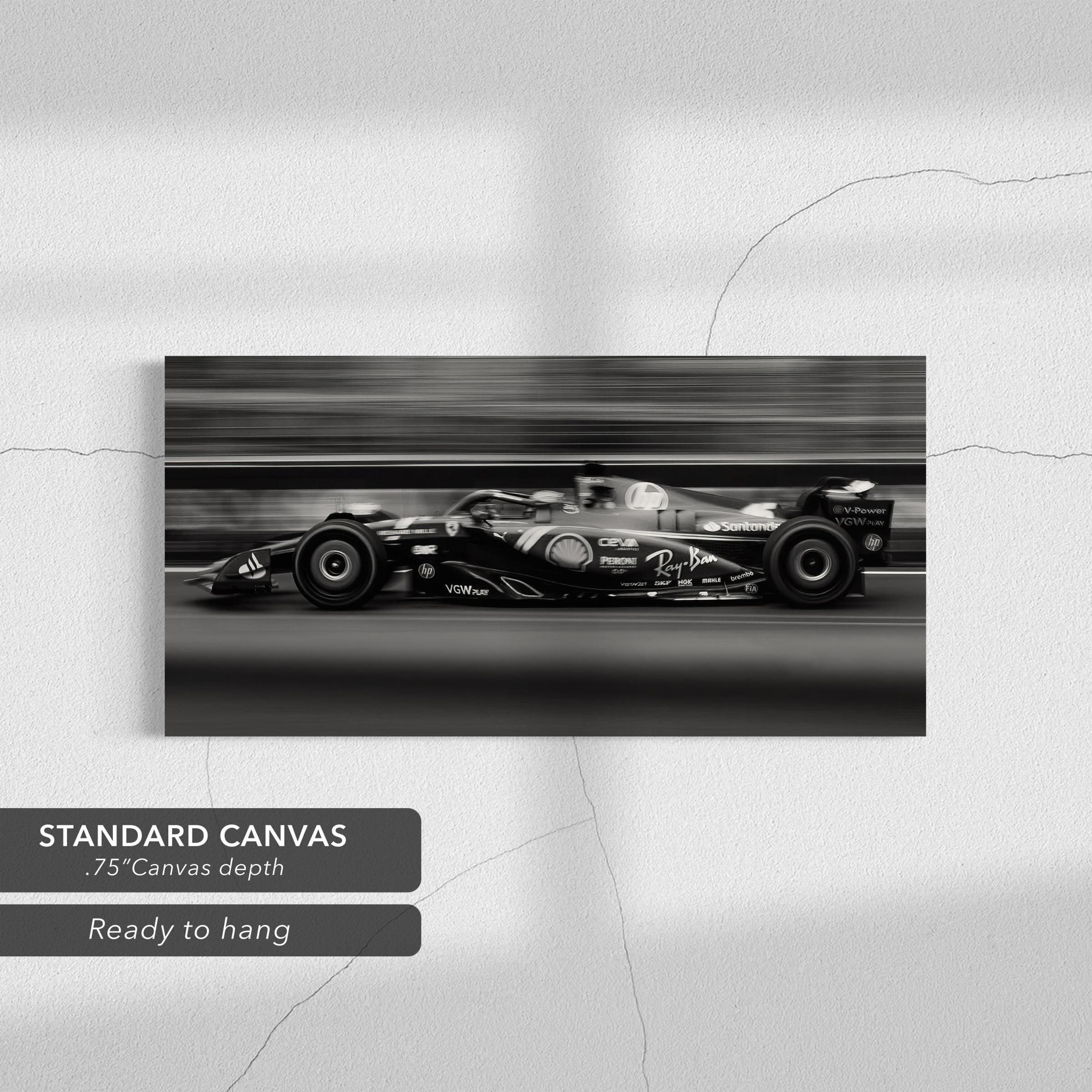 Formula 1 Racing Car Black & White Canvas Art | Poster Print