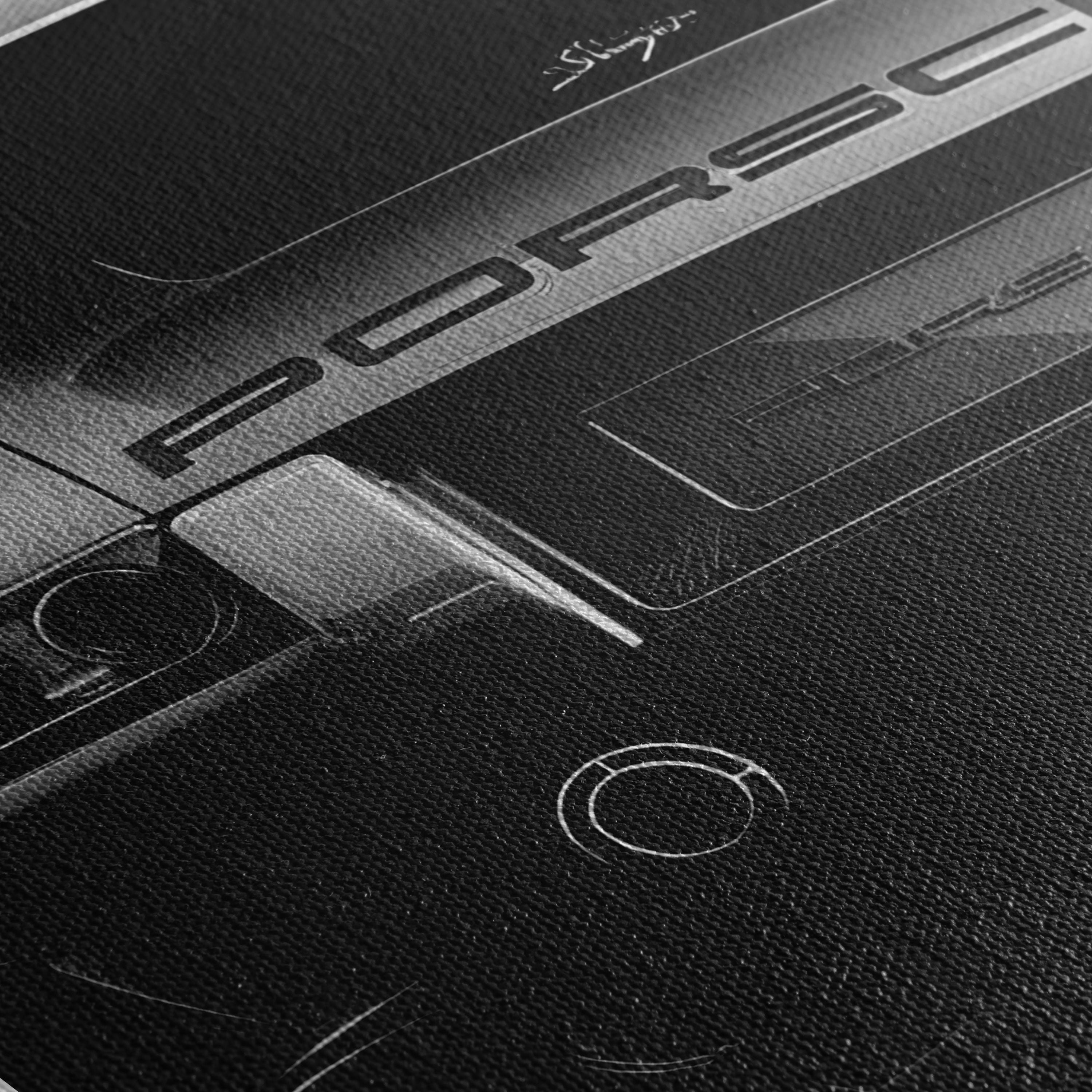 Porsche 911 Rear View Classic Black & White Canvas Art | Poster Print