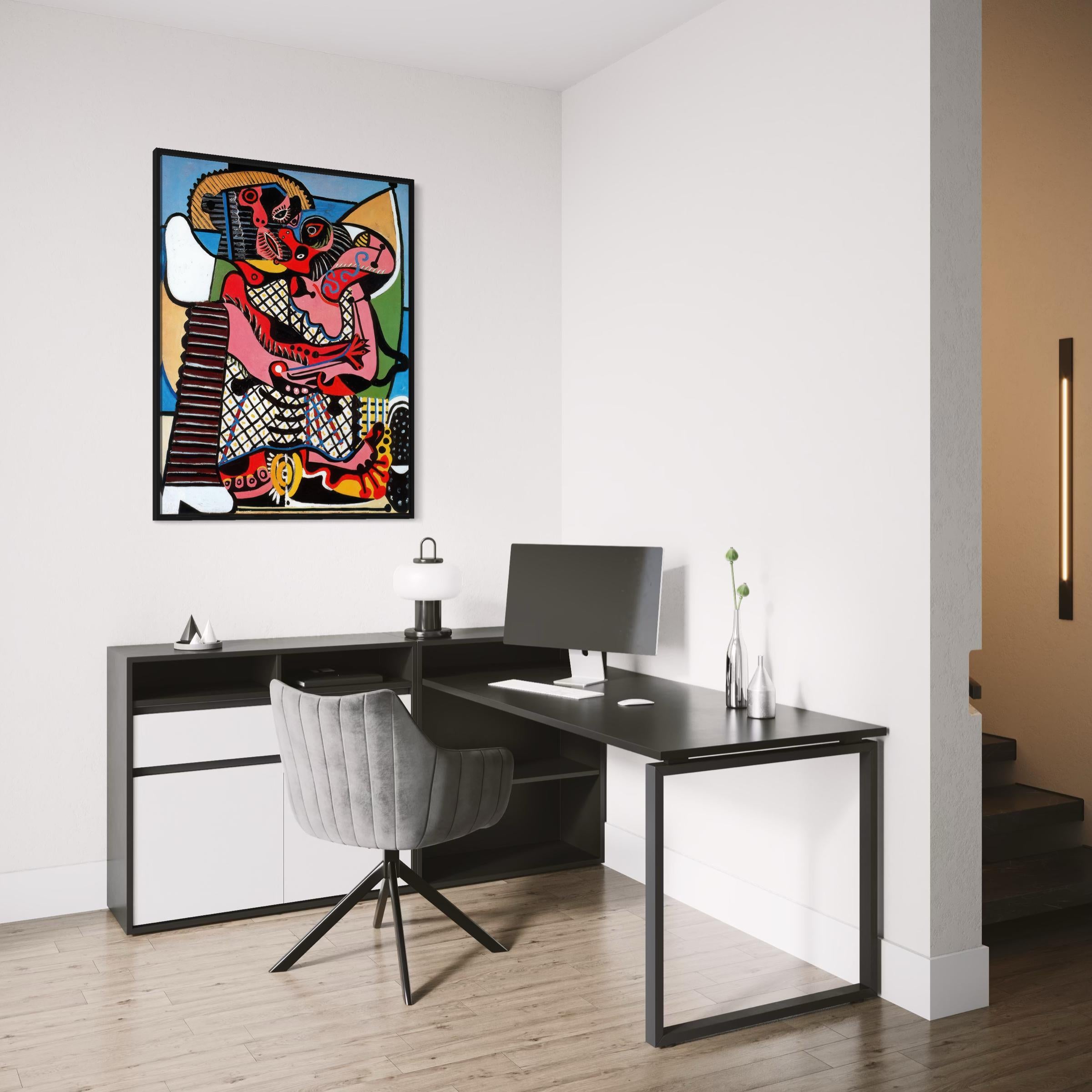 The Kiss Picasso | Abstract Love Canvas Wall Art | Cubism Colorful Poster Print