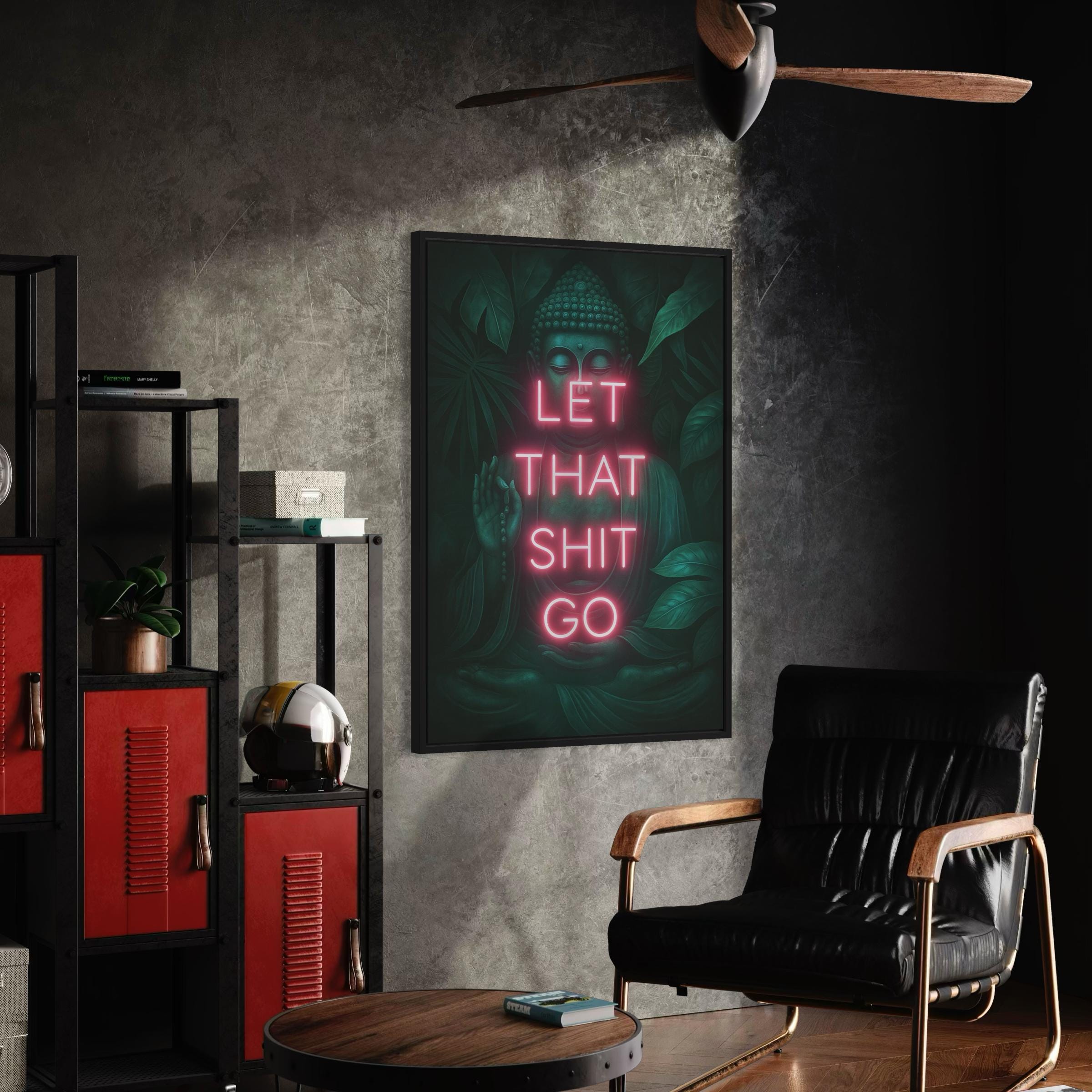 Let That Shit Go Buddha Quote Yoga Zen Canvas Art | Poster Print
