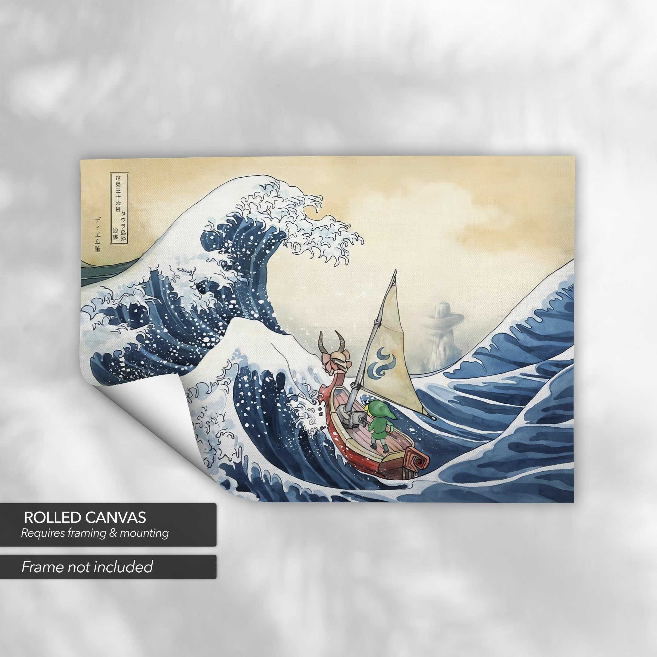 Legend of Zelda Windwaker Great Wave | Hokusai Inspired Canvas Art | Poster Print