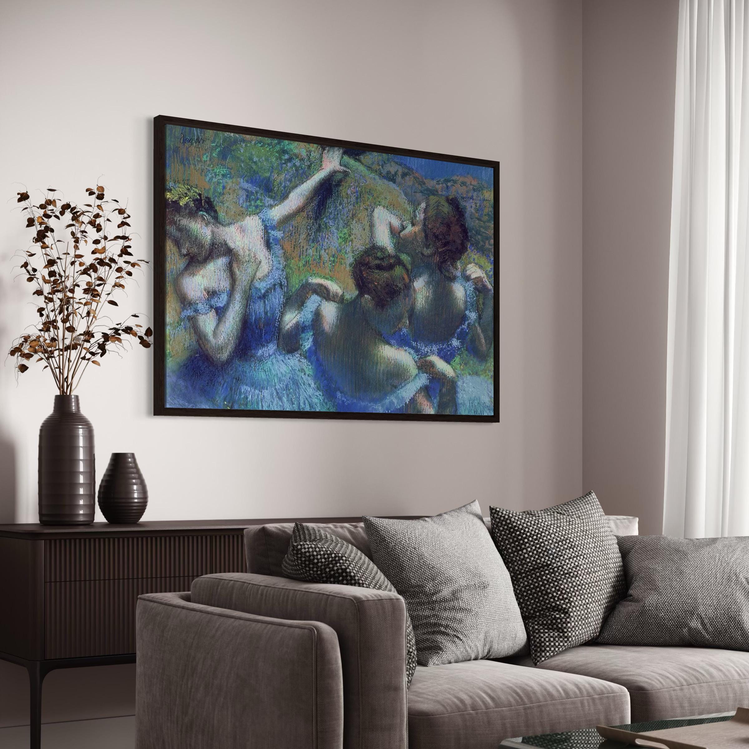 Blue Dancers by Edgar Degas | Impressionist Pastel Ballet Canvas Art | Poster Print