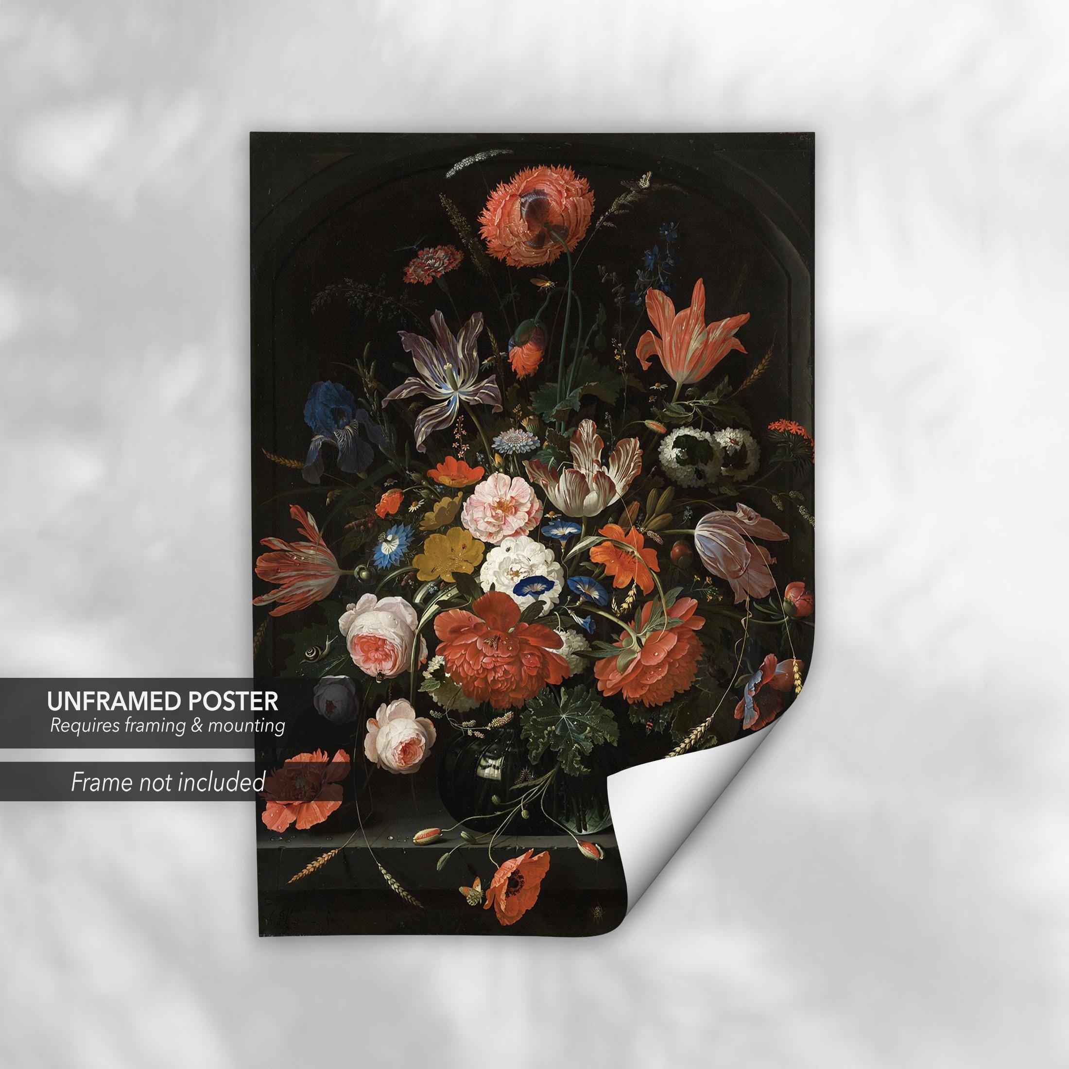 Flowers in a Glass Vase by Abraham Mignon Canvas Art | Poster Print