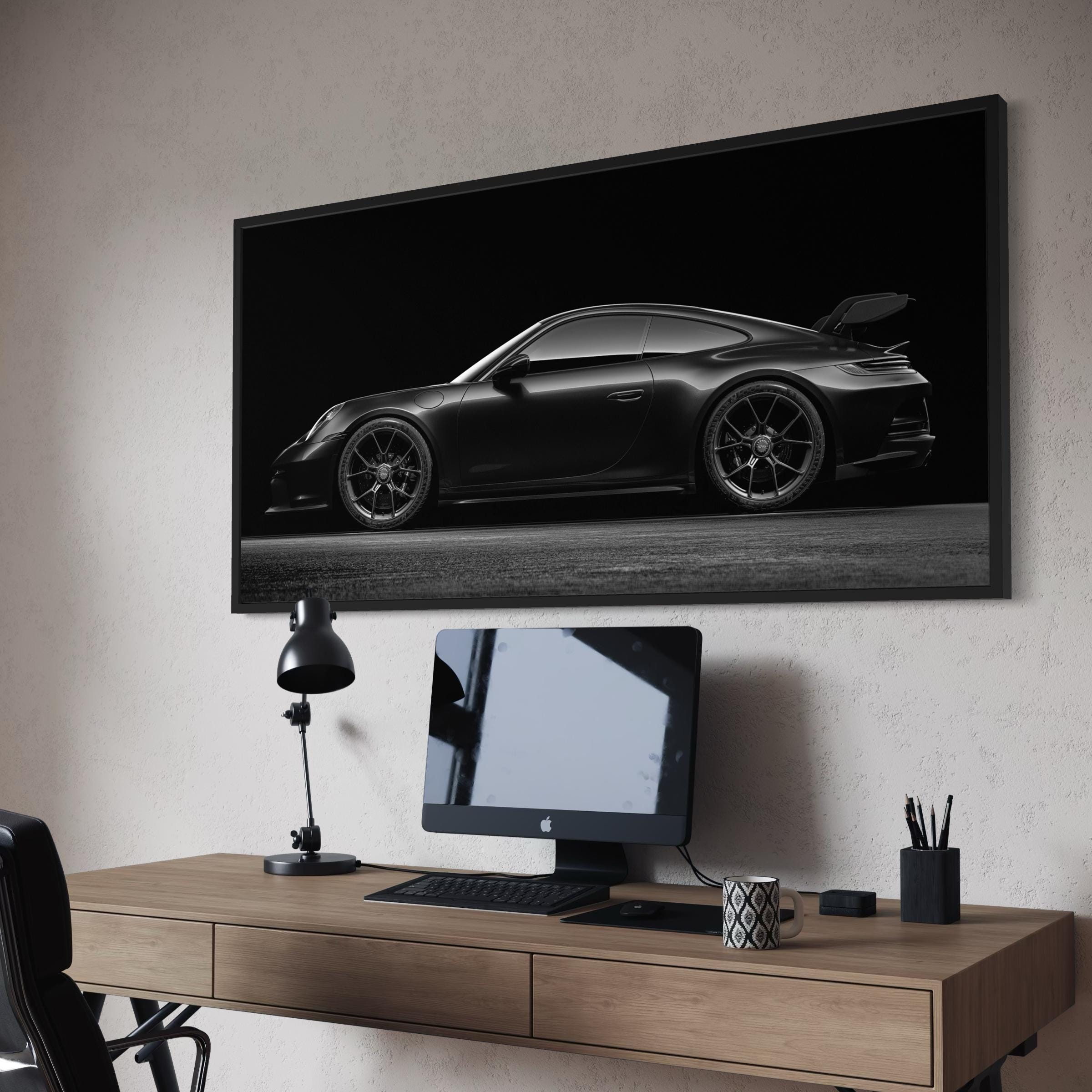 Porsche 911 GT3 RS Black Sportscar | Modern Luxury Canvas Art | Poster Print