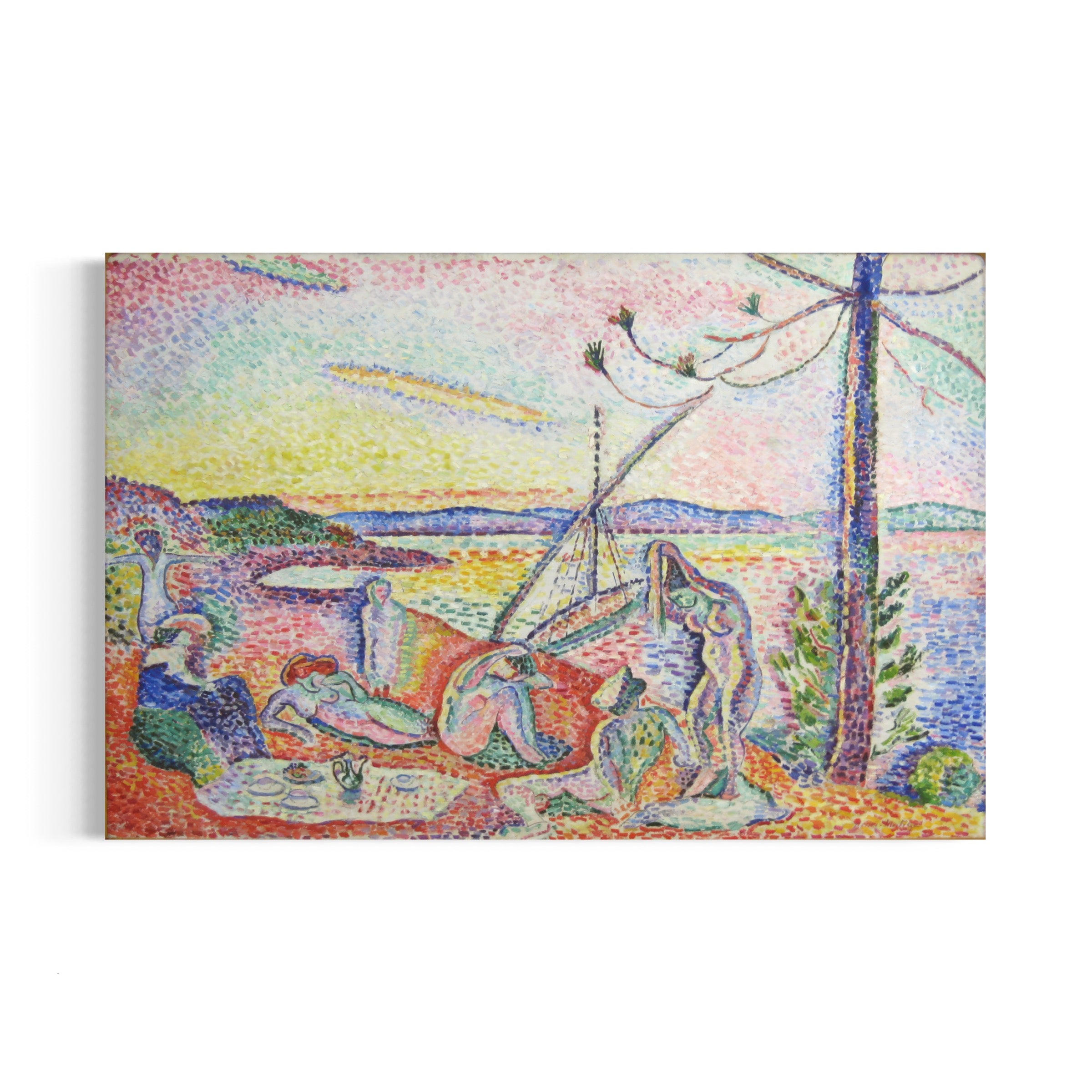a painting on a white wall with a painting on it