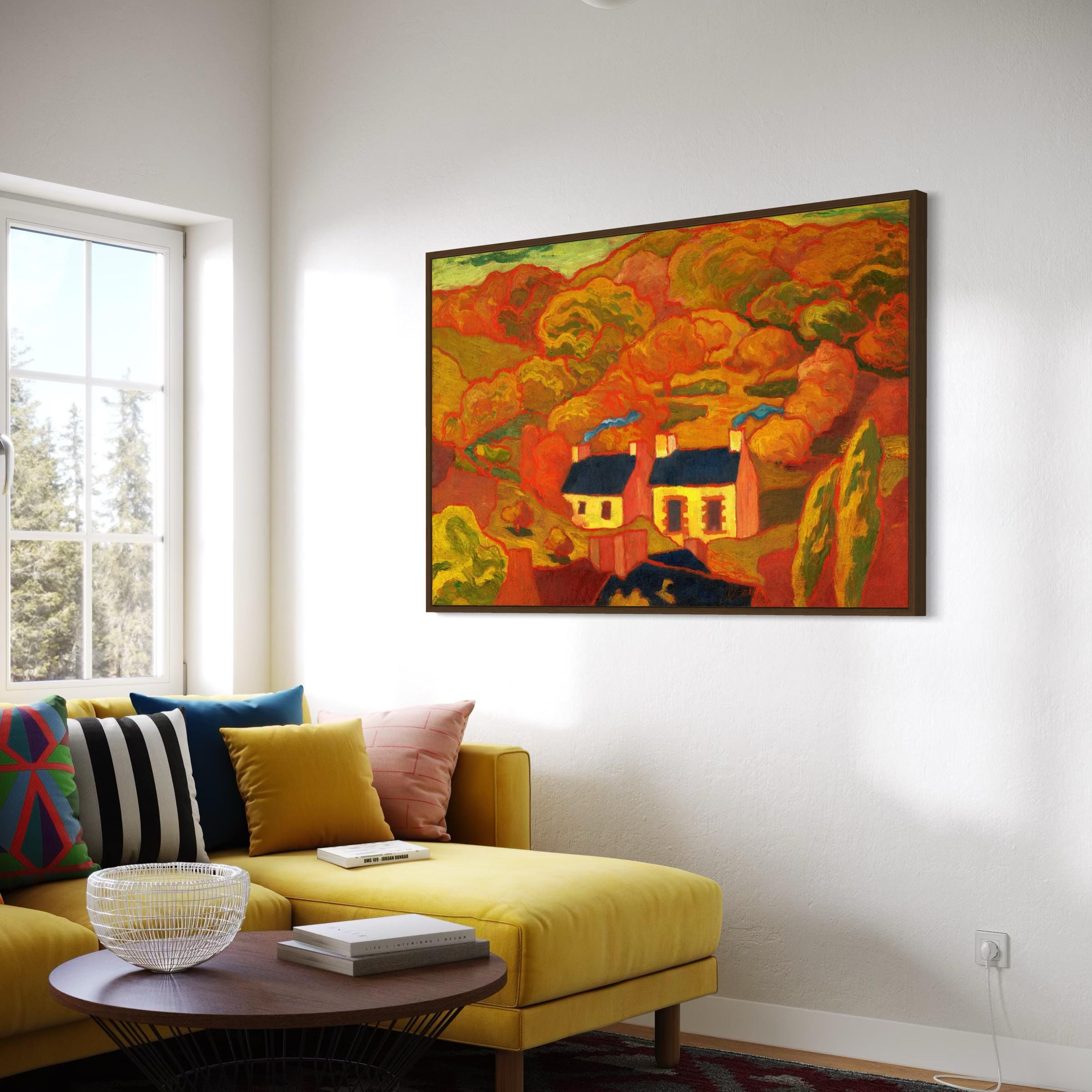 Two Thatched Cottages by Armand Seguin | Mid Century Abstract Canvas Art | Poster Print