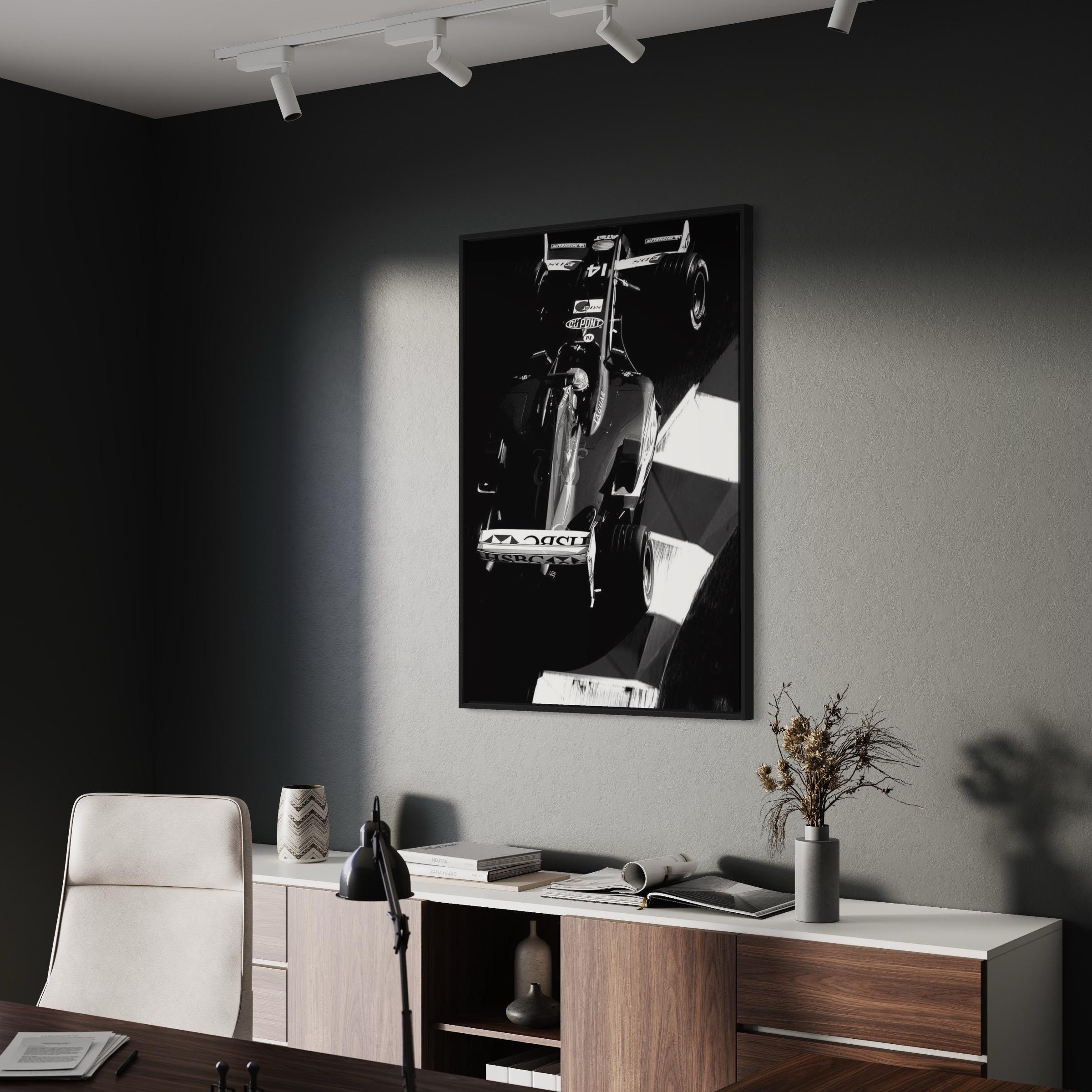 F1 Black & White Formula One Racing Car Canvas Art | Poster Print