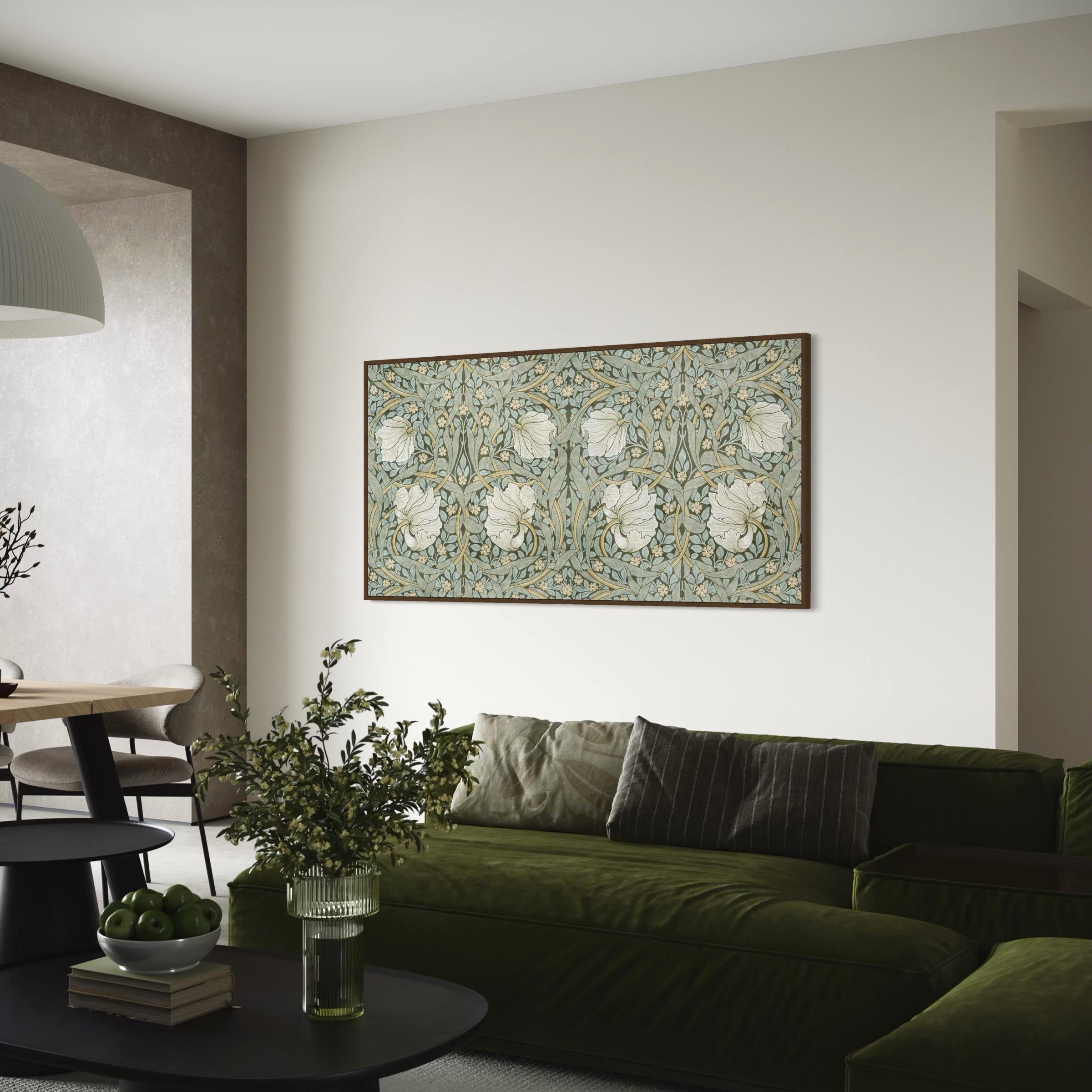 Framed Canvas | Poster Print Wall Art | Mid Century Modern | Sage Green Boho Art Nouveau