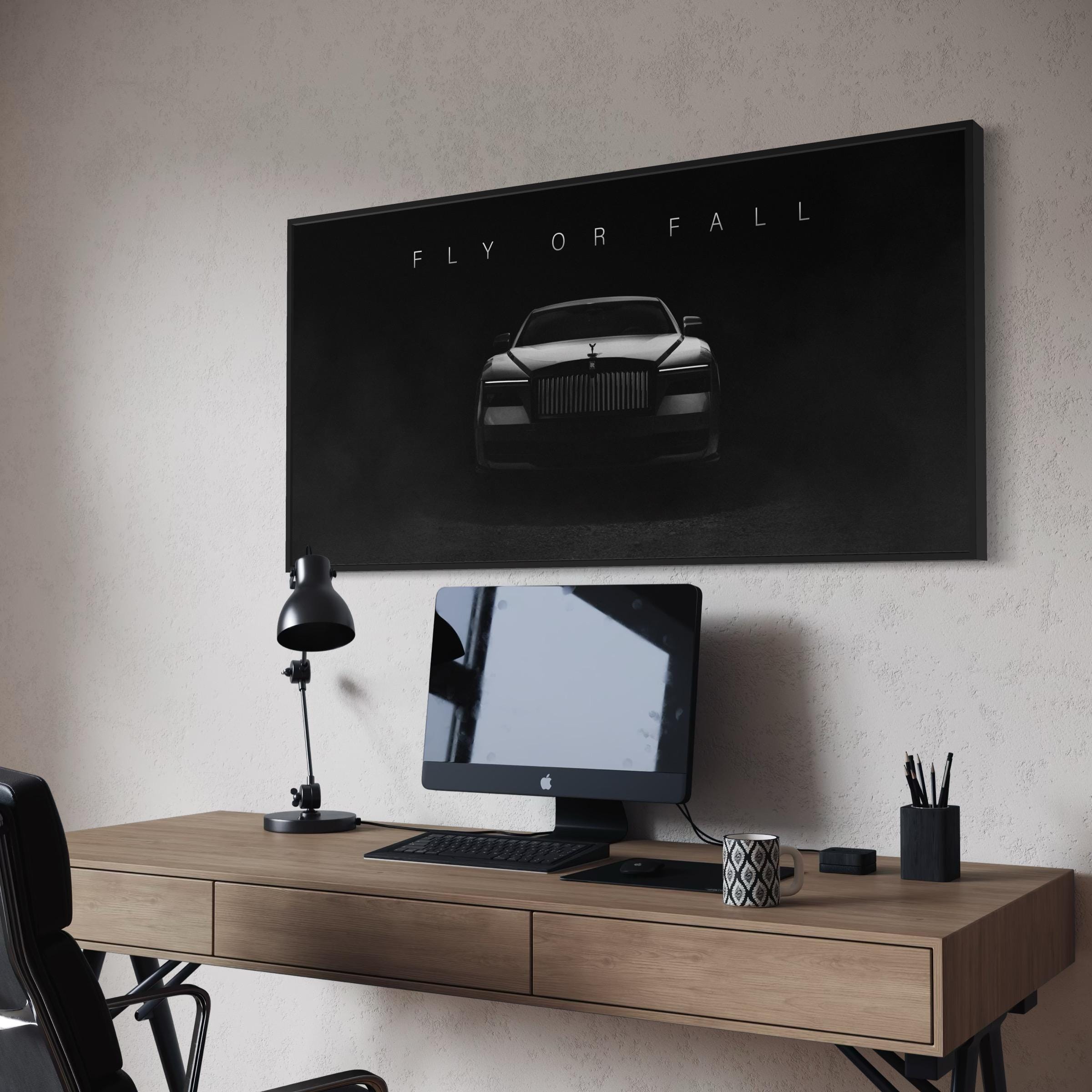 Fly or Fall Motivational Rolls Royce Quote | Spectre Luxury Man Cave Canvas Art | Poster Print