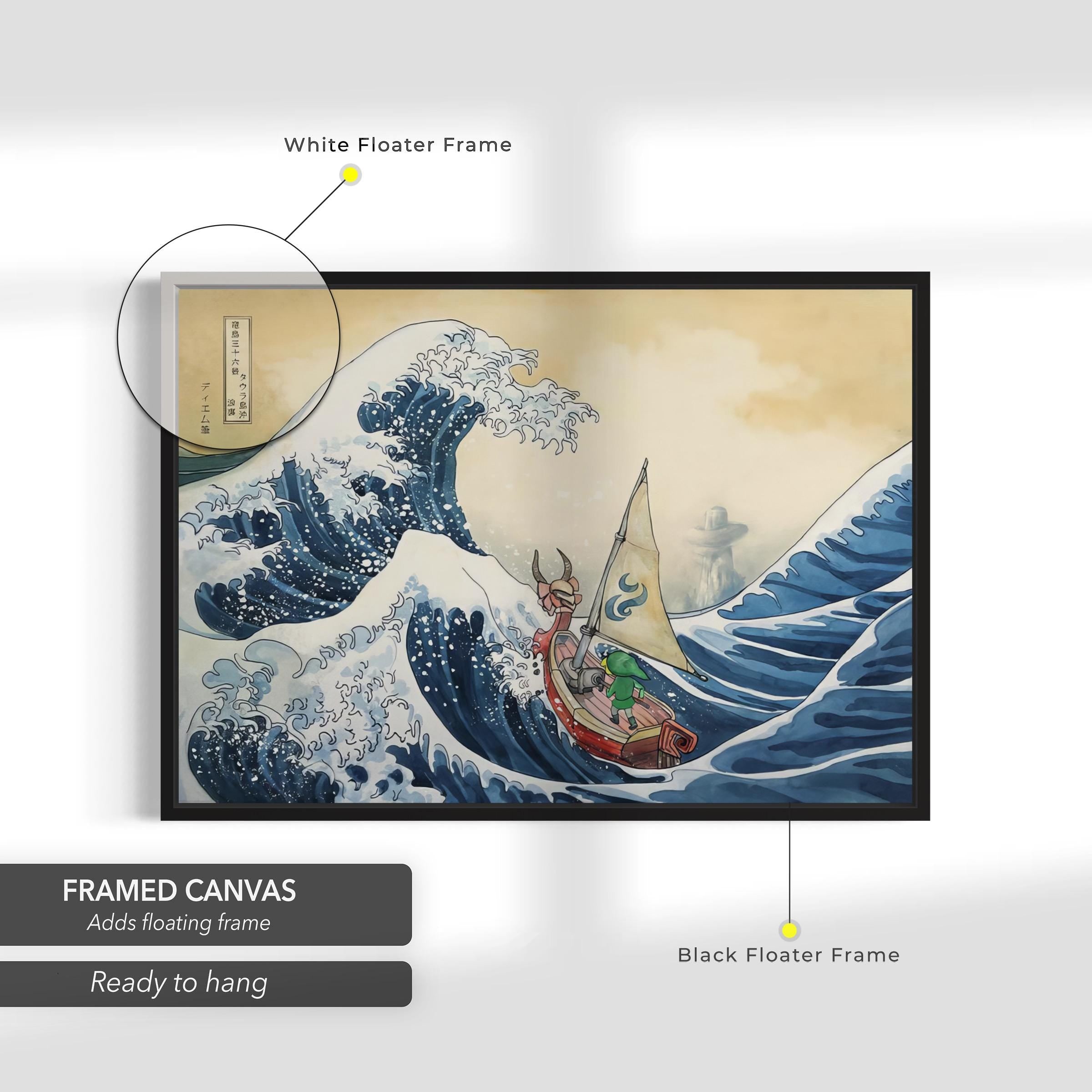 Legend of Zelda Windwaker Great Wave | Hokusai Inspired Canvas Art | Poster Print