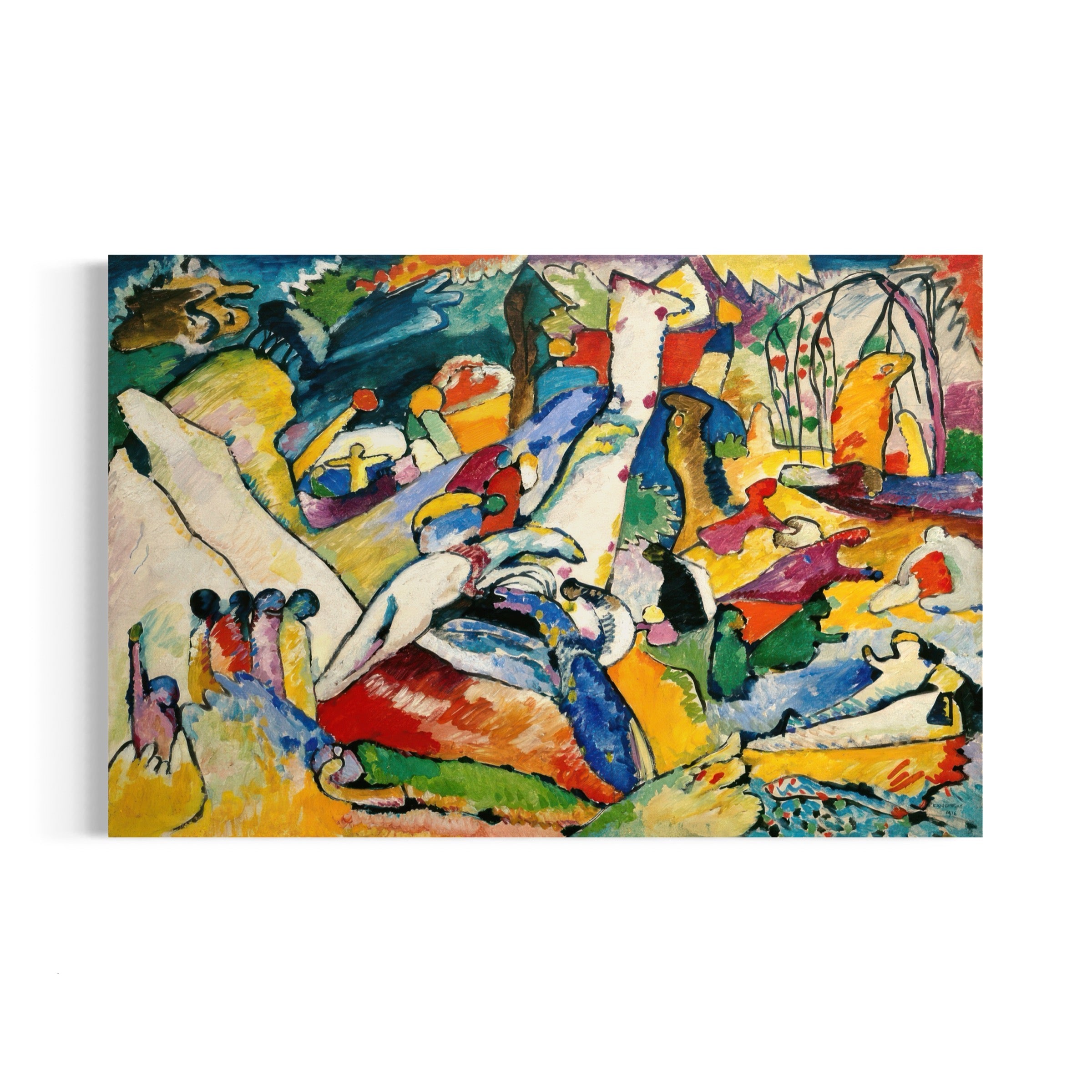 a painting of a group of people on a beach