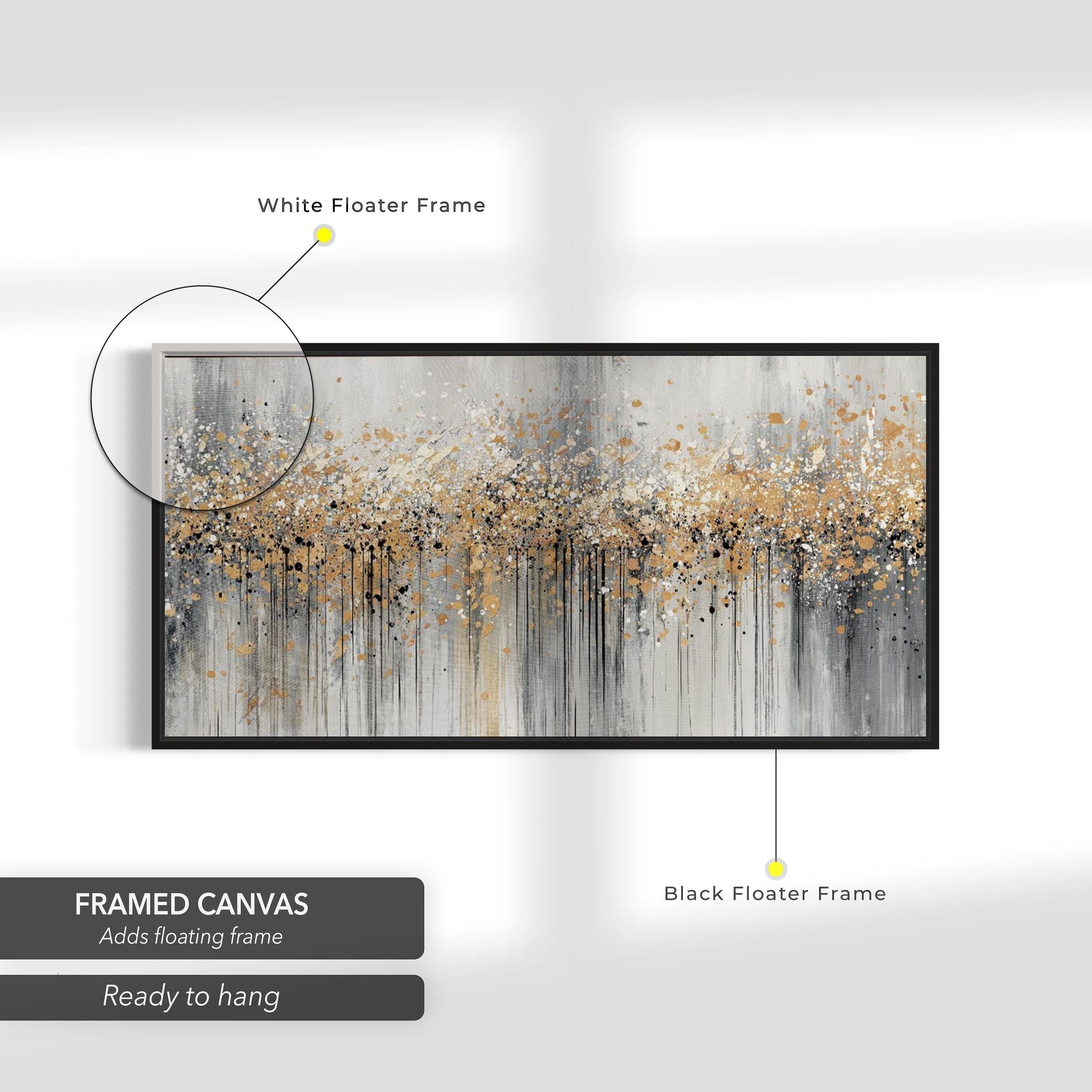 Gold Abstract Splatter | Modern Metallic Drip Canvas Art | Poster Print