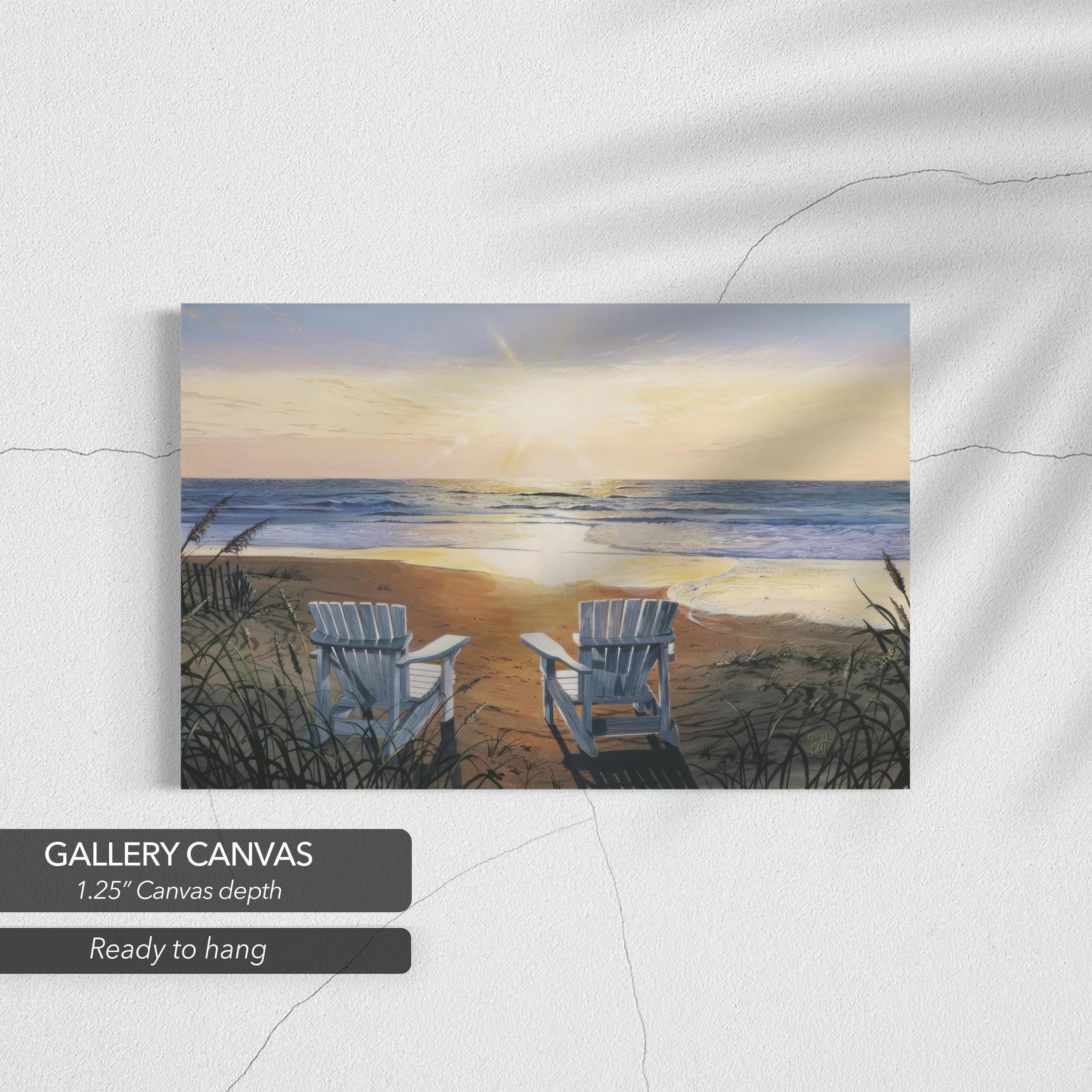 Coastal Sunset Beach Chairs "Days End Duo" by Scott Westmoreland Canvas Art | Poster Print