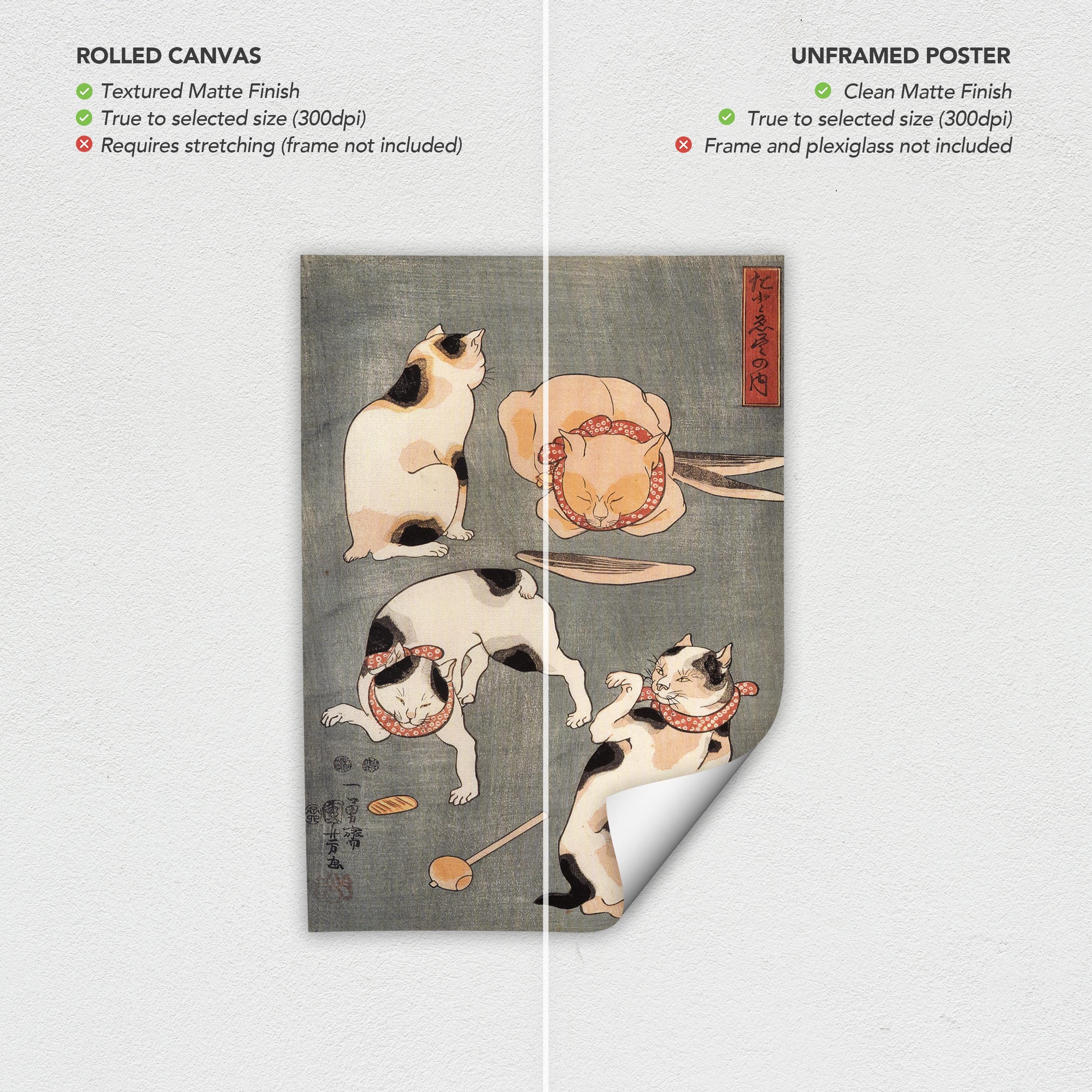 Kuniyoshi Utagawa Cats Canvas Art | Poster Print | Japanese Woodblock