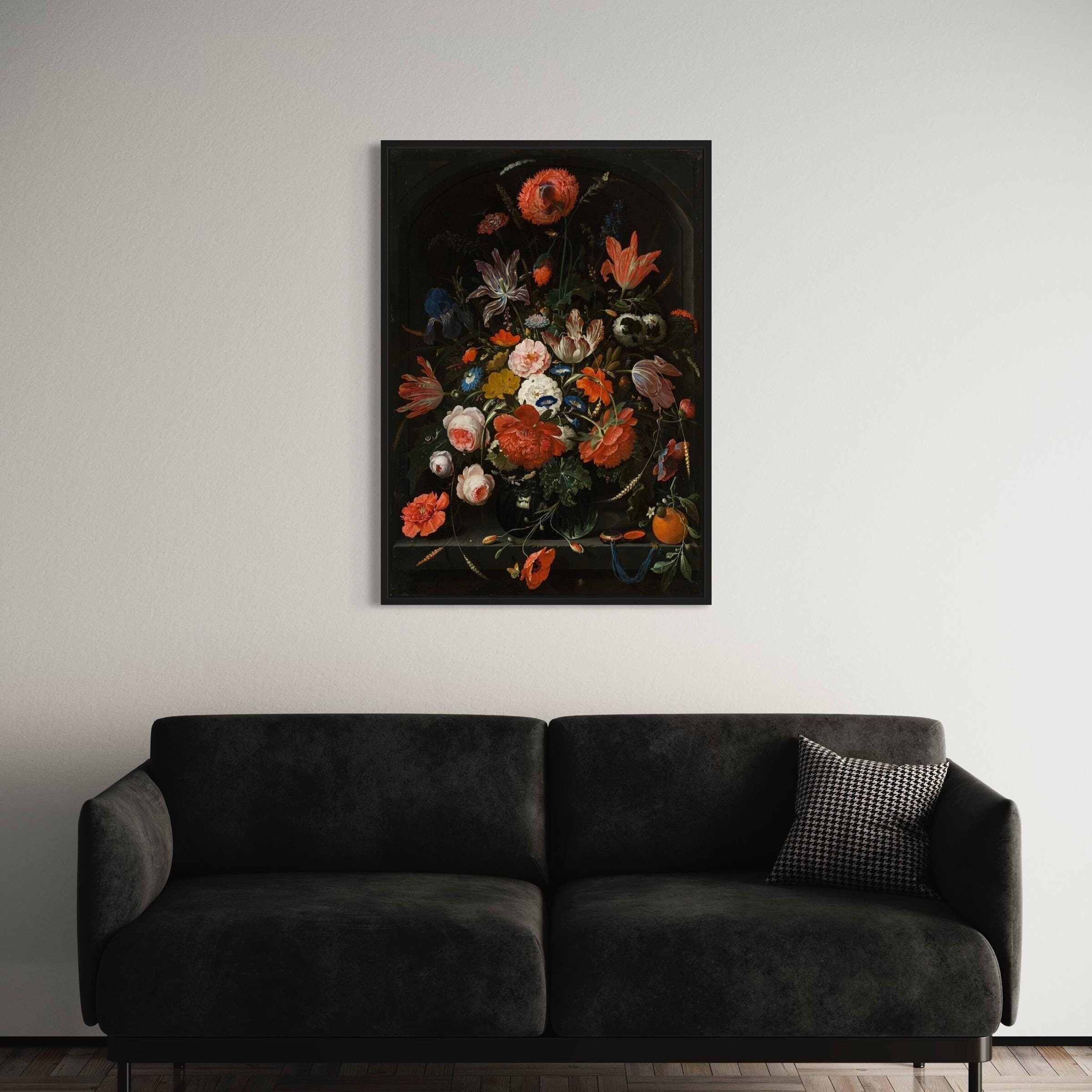 Flowers in a Glass Vase by Abraham Mignon Canvas Art | Poster Print