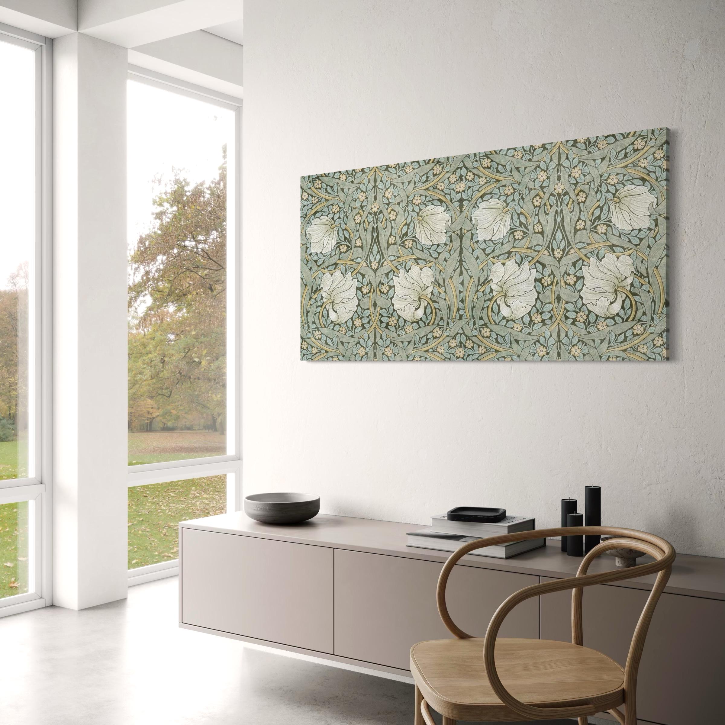Framed Canvas | Poster Print Wall Art | Mid Century Modern | Sage Green Boho Art Nouveau