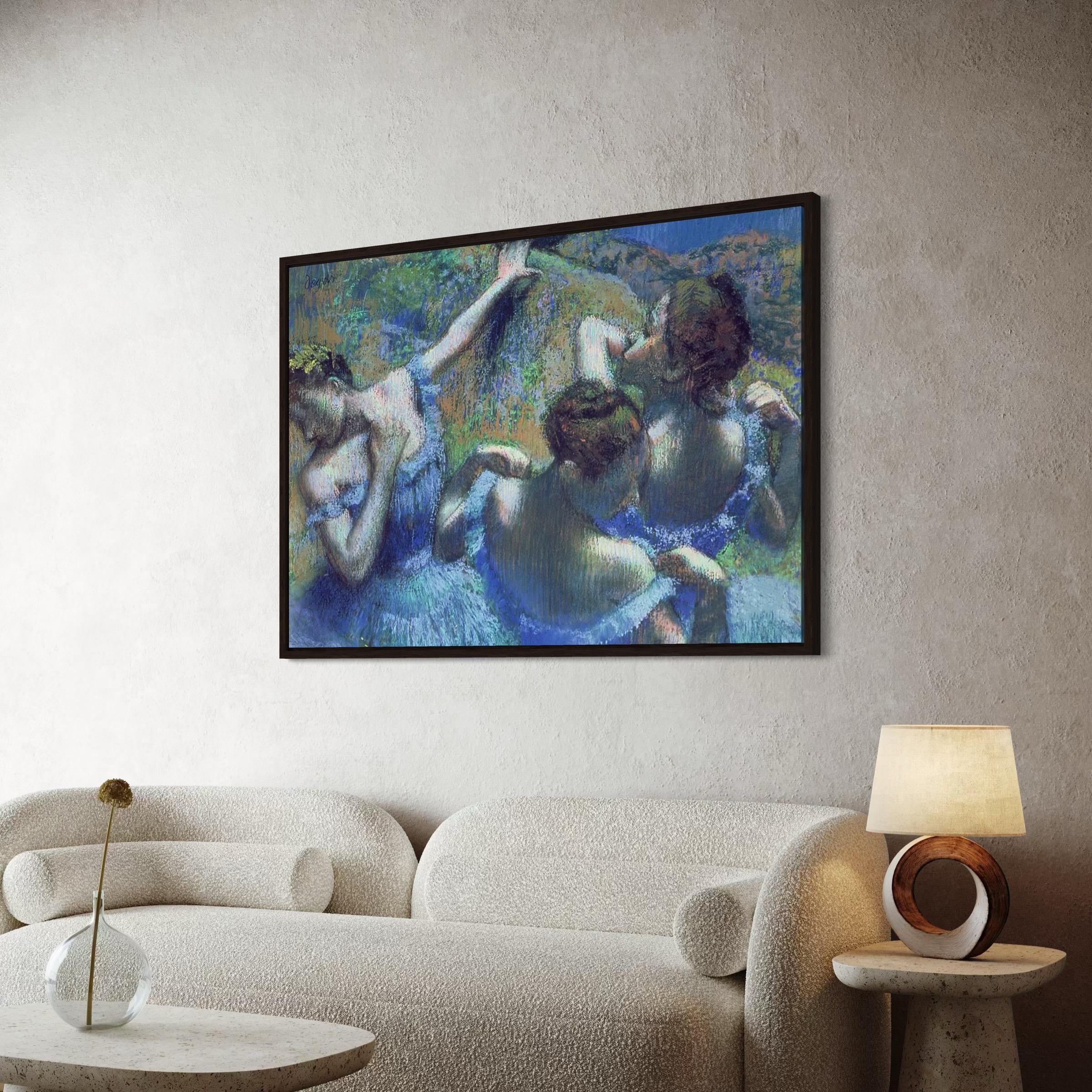 Blue Dancers by Edgar Degas | Impressionist Pastel Ballet Canvas Art | Poster Print