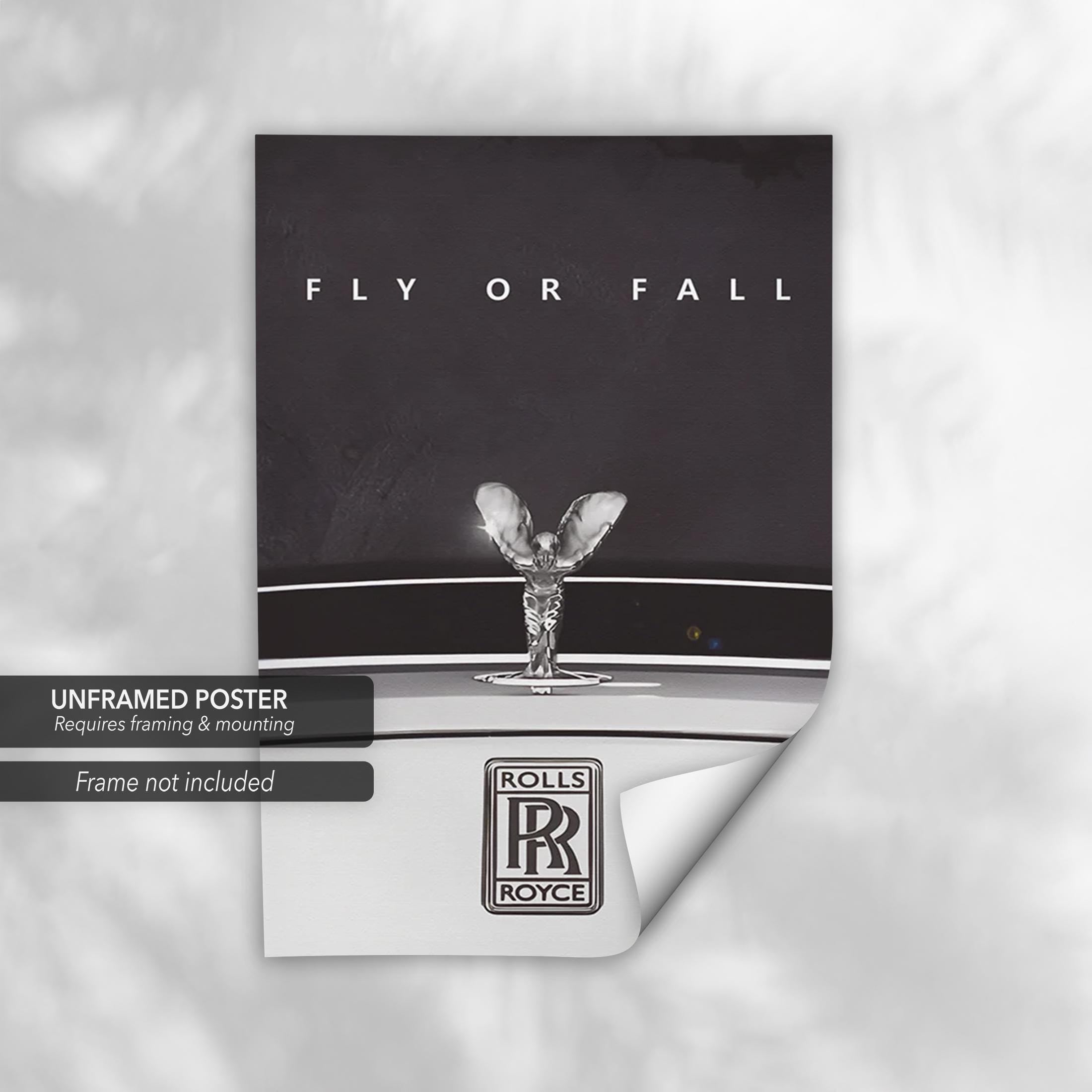 Rolls Royce "Fly or Fall" | Luxury Car Art | Black & White Automotive Canvas Art | Poster Print