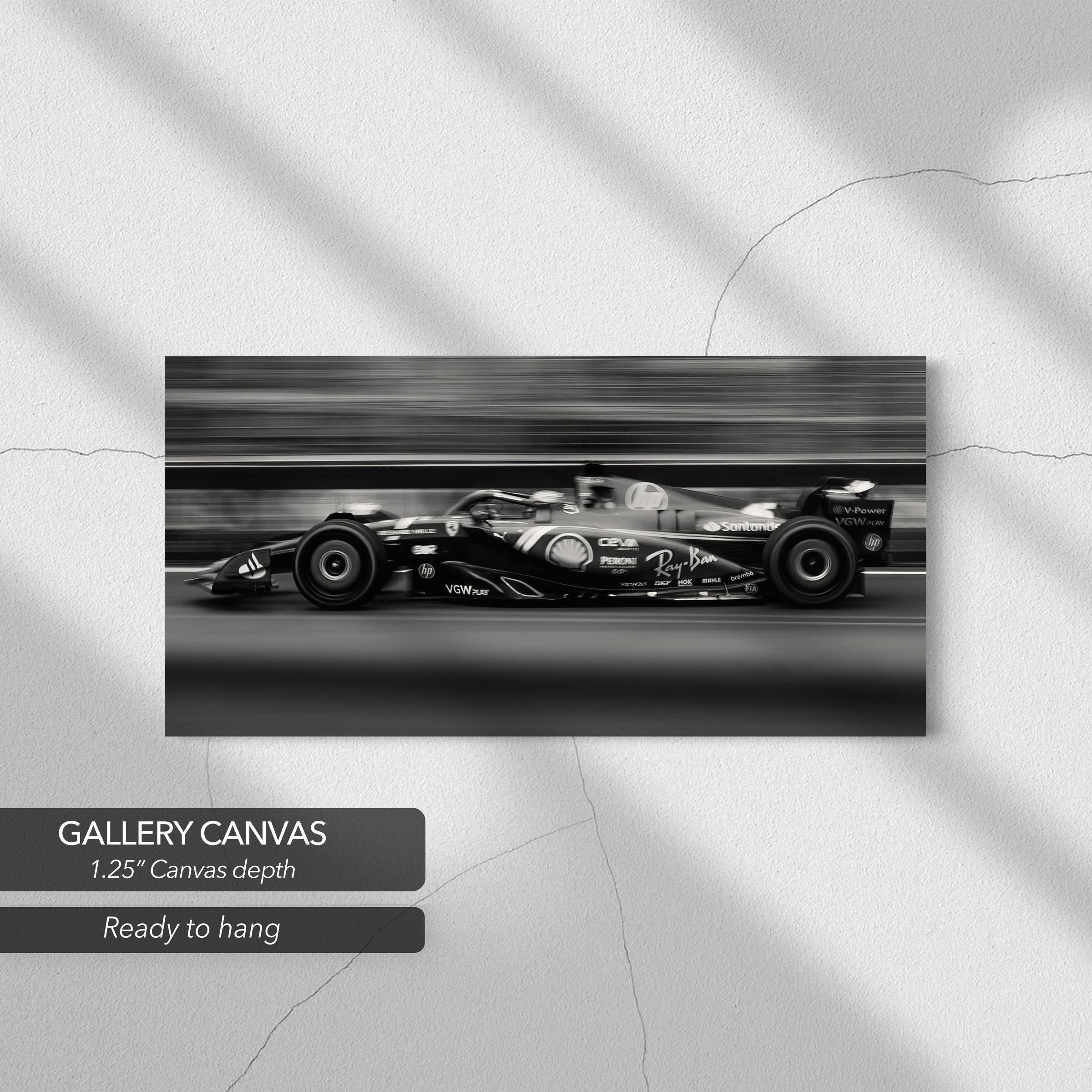 Formula 1 Racing Car Black & White Canvas Art | Poster Print