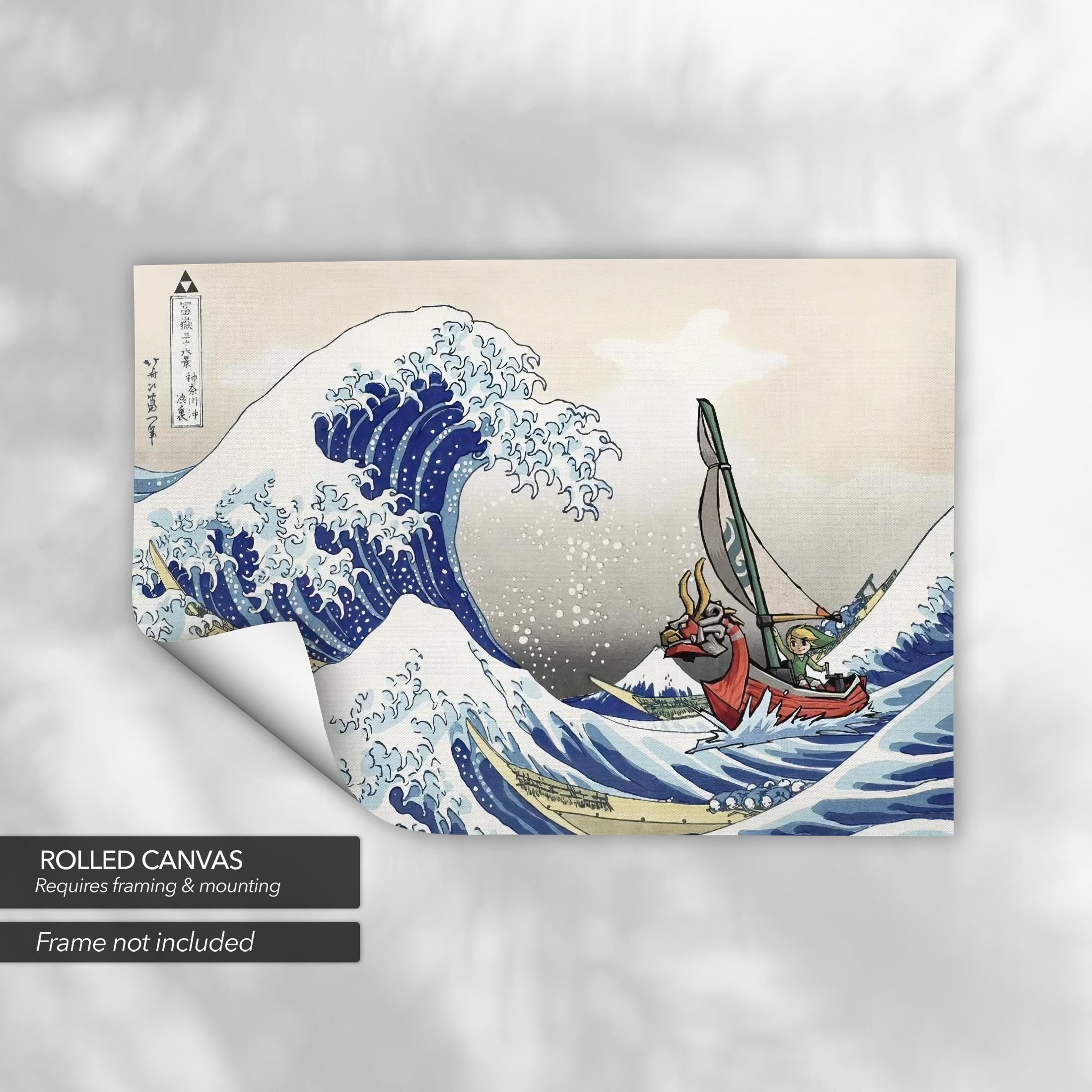 The Legend of Zelda Windwaker Great Wave Off Kanagawa Canvas Art | Poster Print