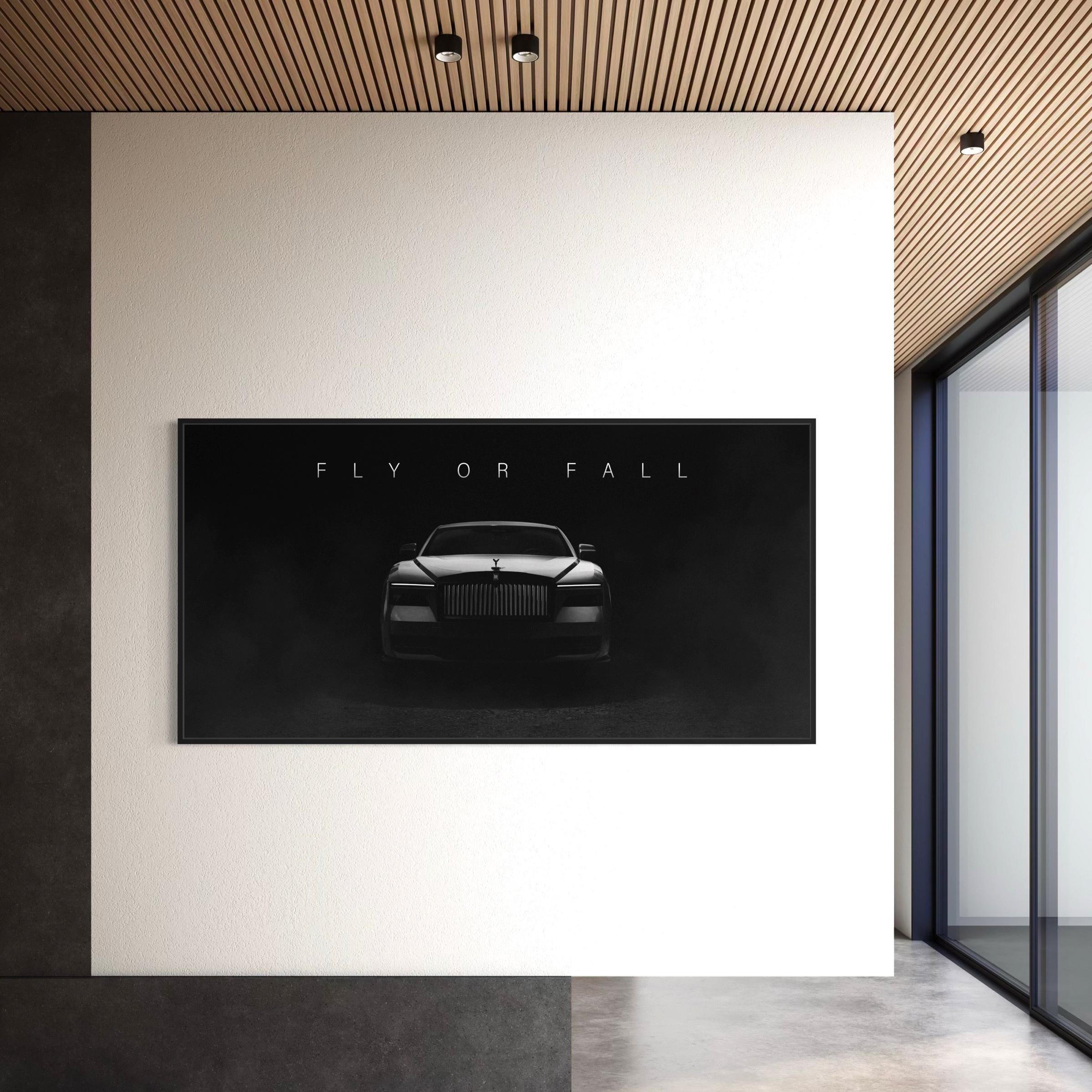 Fly or Fall Motivational Rolls Royce Quote | Spectre Luxury Man Cave Canvas Art | Poster Print