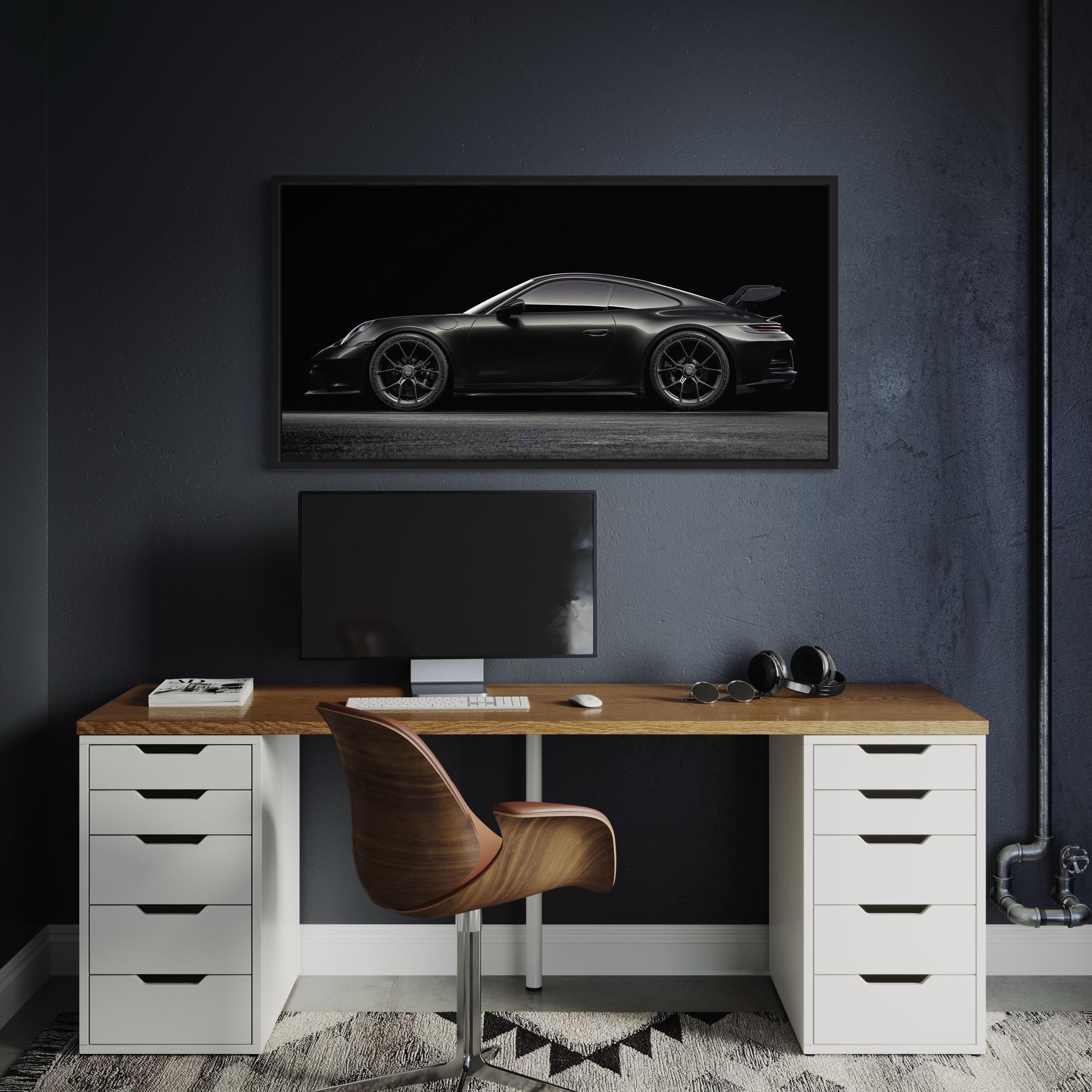 Porsche 911 GT3 RS Black Sportscar | Modern Luxury Canvas Art | Poster Print