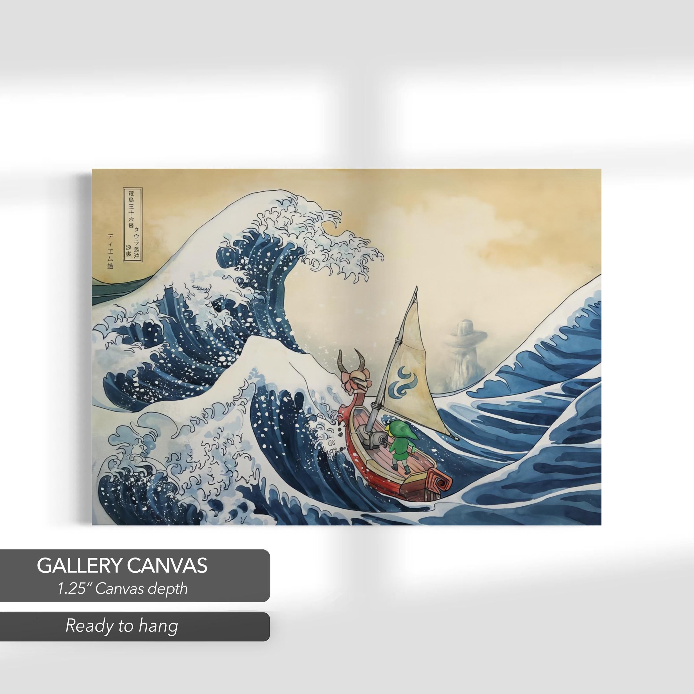 Legend of Zelda Windwaker Great Wave | Hokusai Inspired Canvas Art | Poster Print
