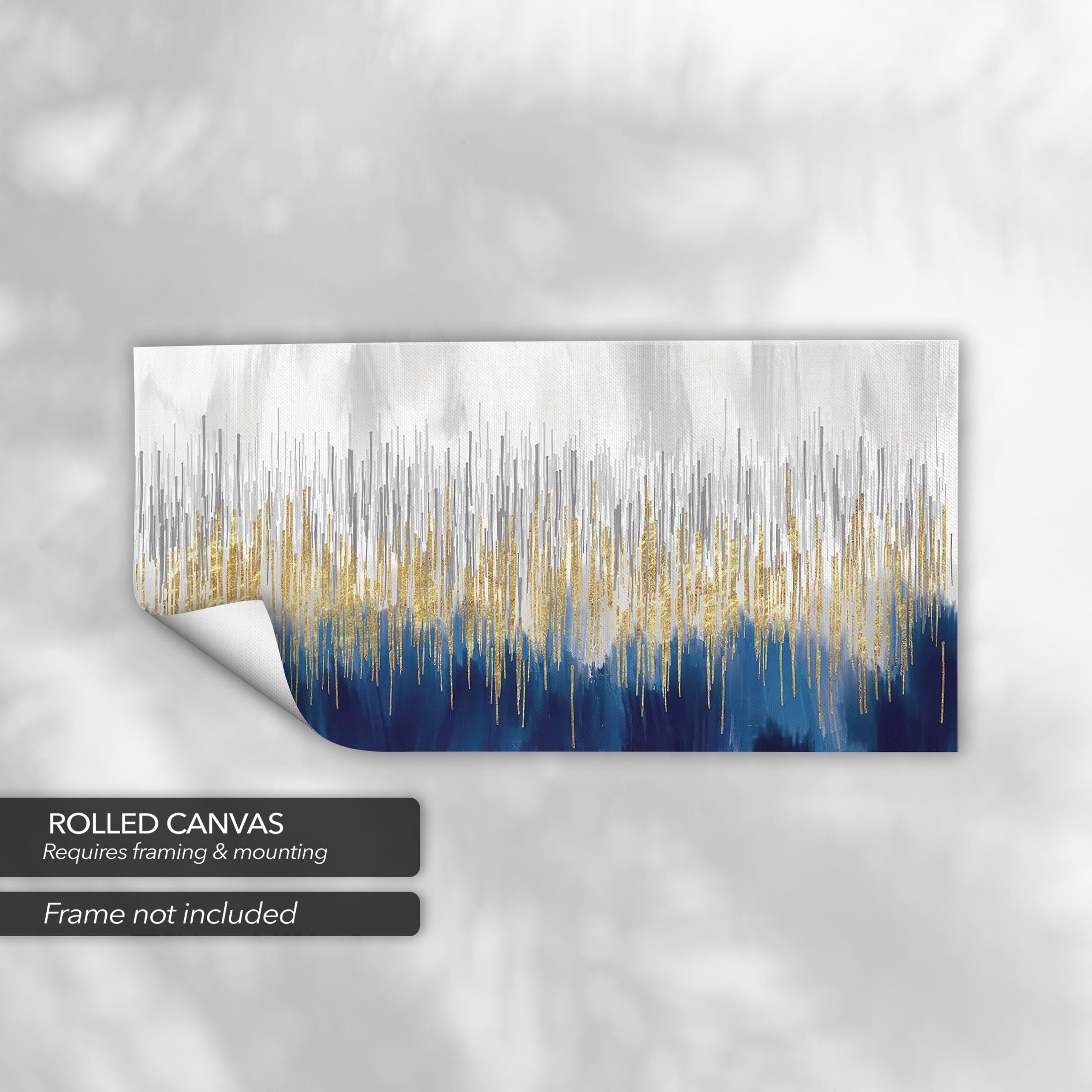 Modern Abstract Blue & Gold | Metallic Stylish Canvas Art | Poster Print