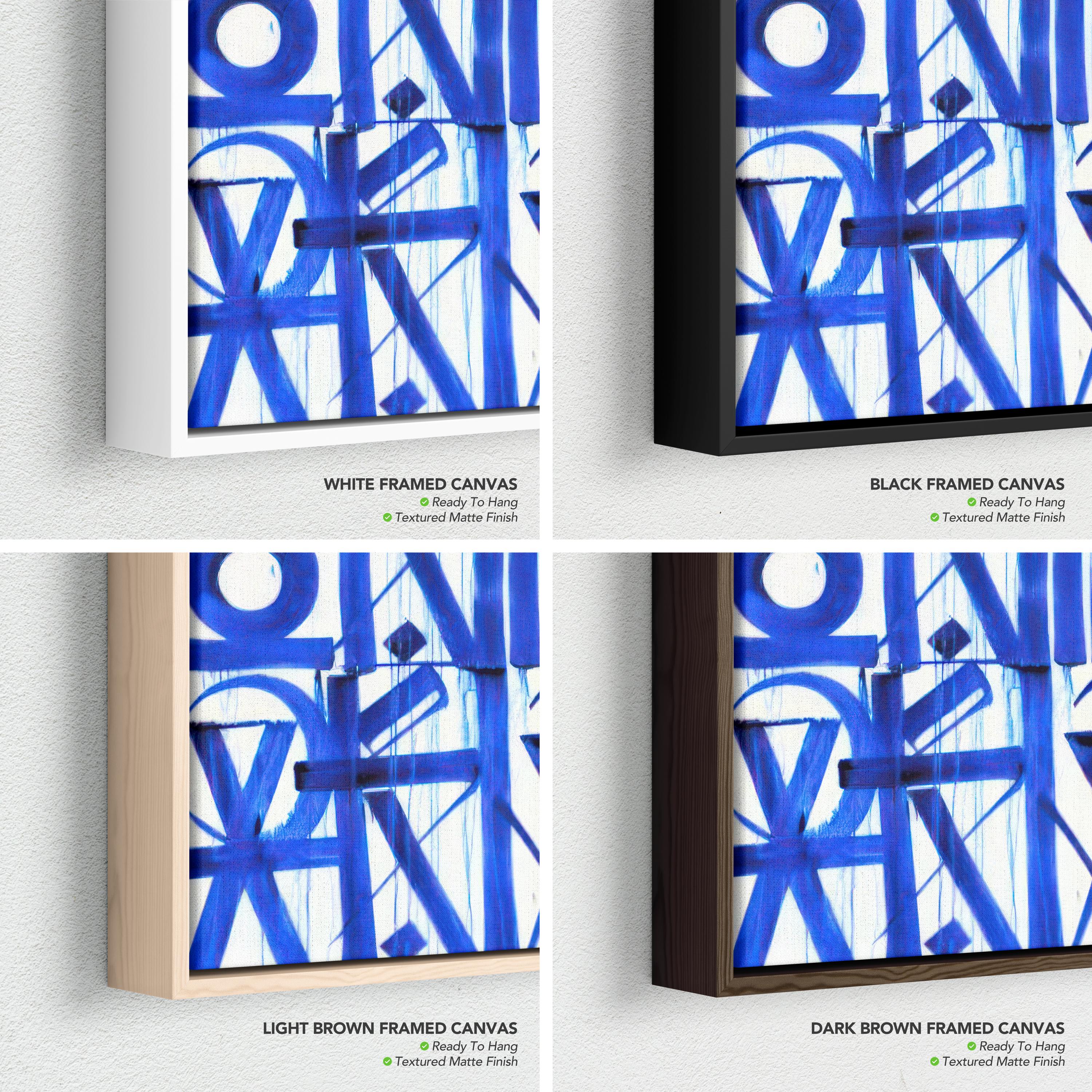 Blue Abstract Calligraphy Canvas Wall Art | Modern Typography Minimalist Poster Print