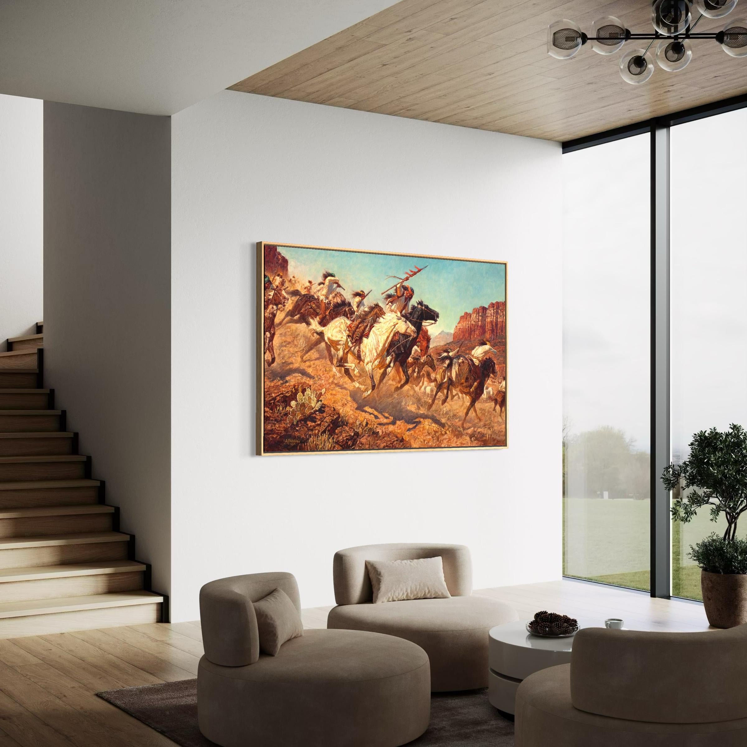 Arnold Friberg One Down Canvas Wall Art | Western Cowboy Poster Print | Vintage Americana Horse