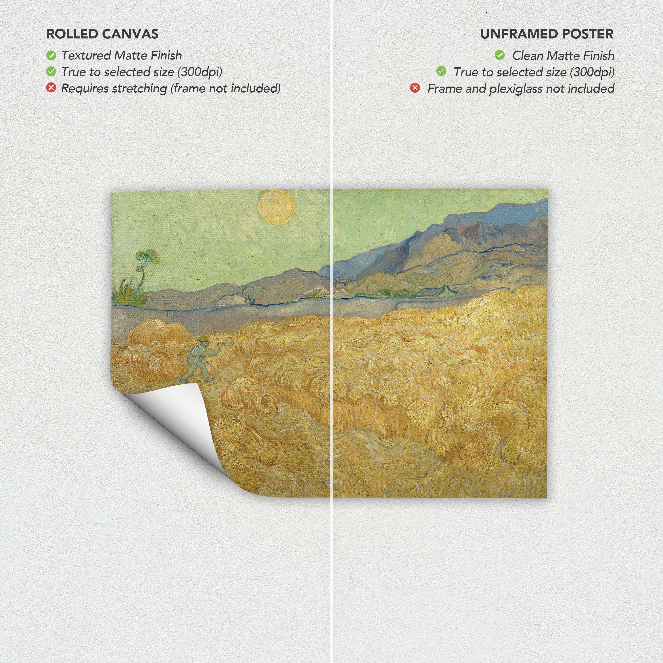 Van Gogh Wheat Field with Reaper | Landscape Painting Canvas Art | Poster Print