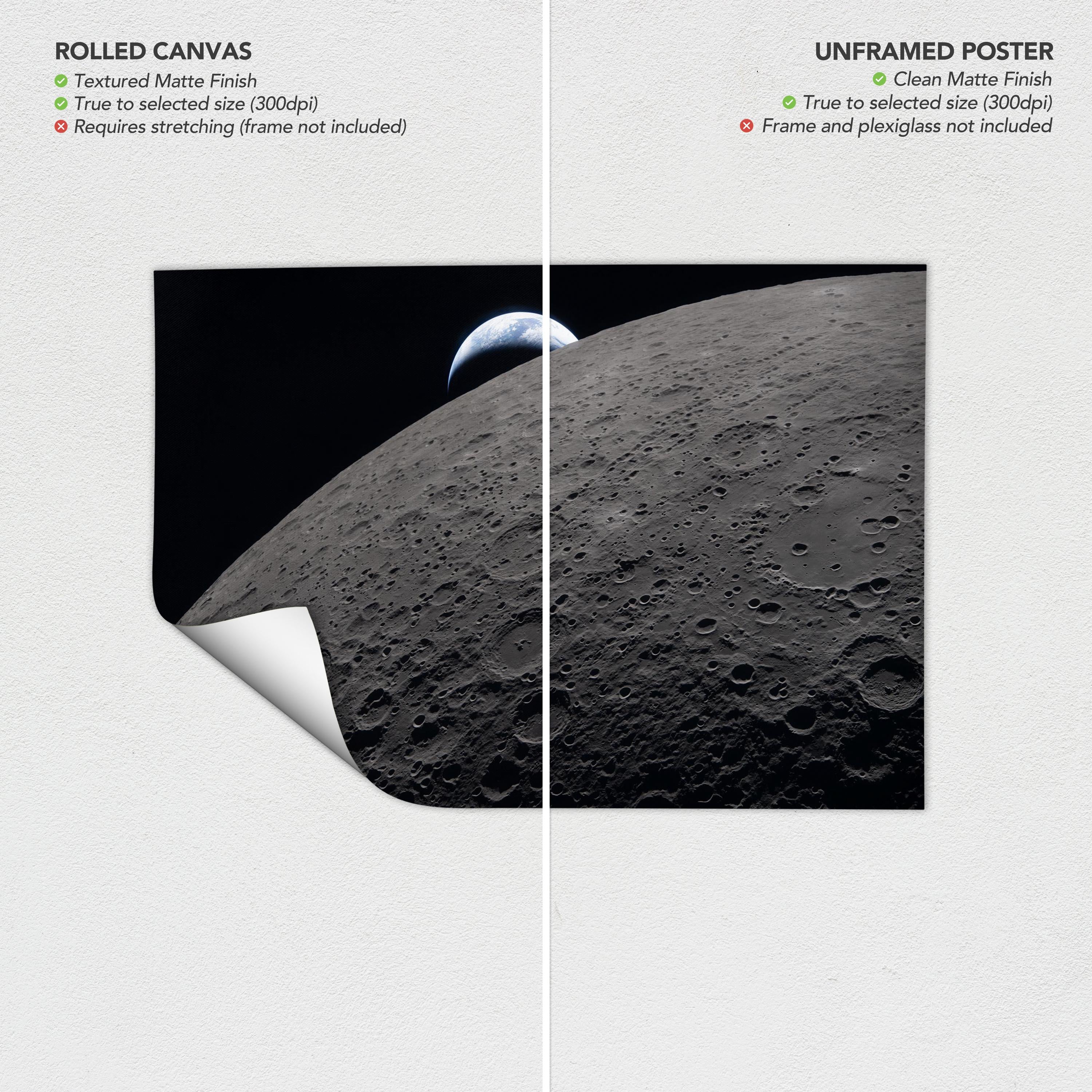 Artemis 2 Moon Mission | NASA Earthset Space Poster Print | Earthrise Artemis II Photo Canvas