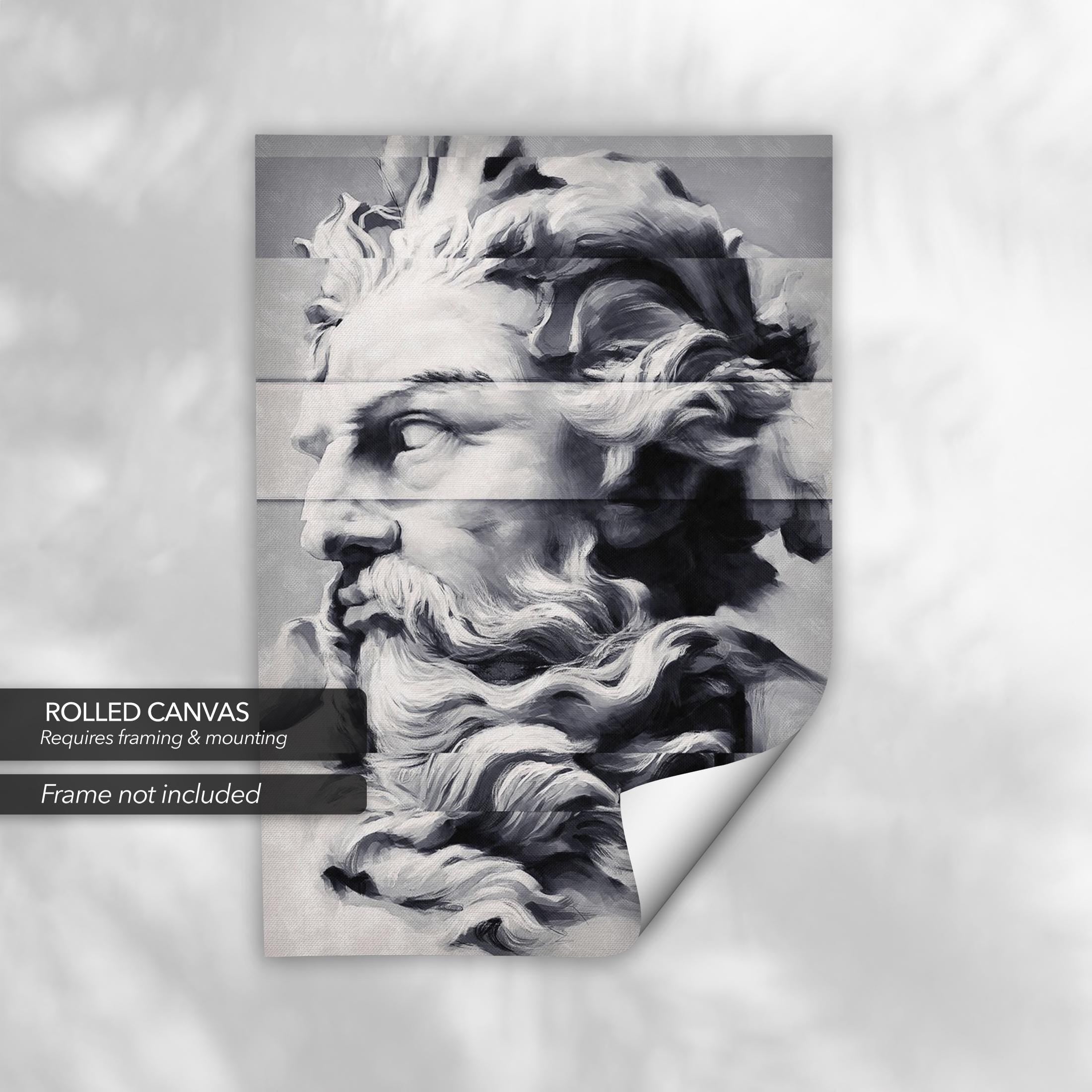 Modern Neptune Sculpture Portrait Canvas Art | Poster Print