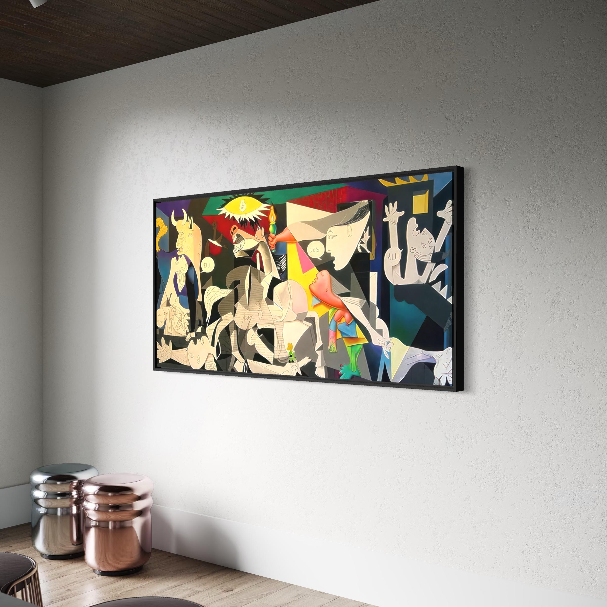 Guernica Picasso Colorful Wall Art Canvas | Cubism Artwork Poster Print