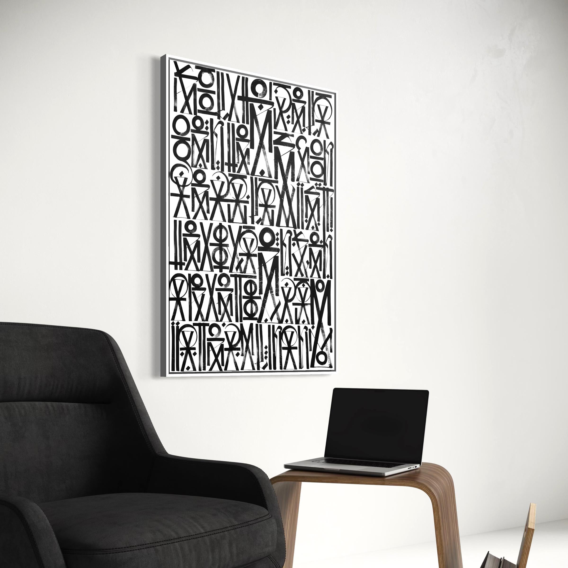 Abstract Black & White Calligraphy Poster Print | Minimalist Scandinavian Canvas Wall Art