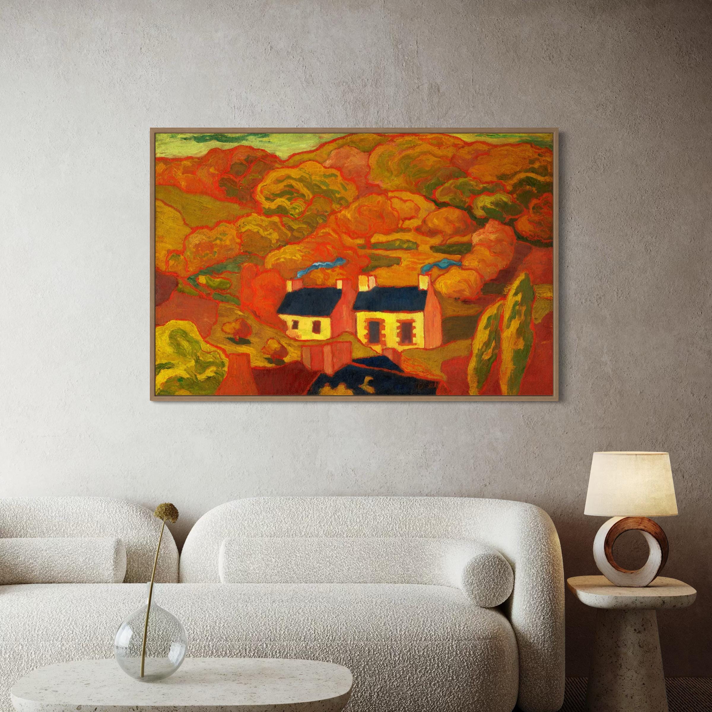 Two Thatched Cottages by Armand Seguin | Mid Century Abstract Canvas Art | Poster Print