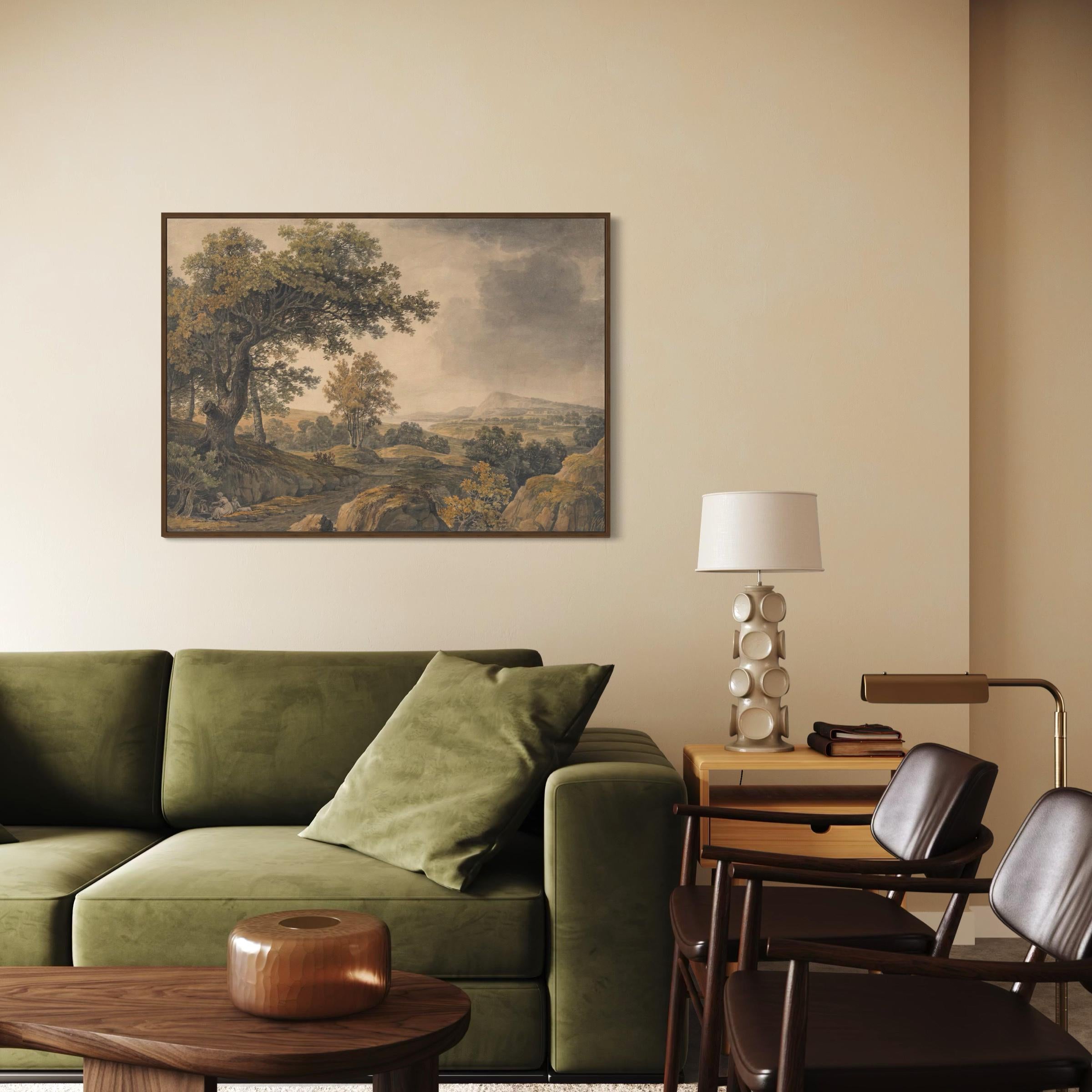 Pastoral Countryside Landscape Poster Print | Canvas Wall Art | Extensive Wooded Forest Trees