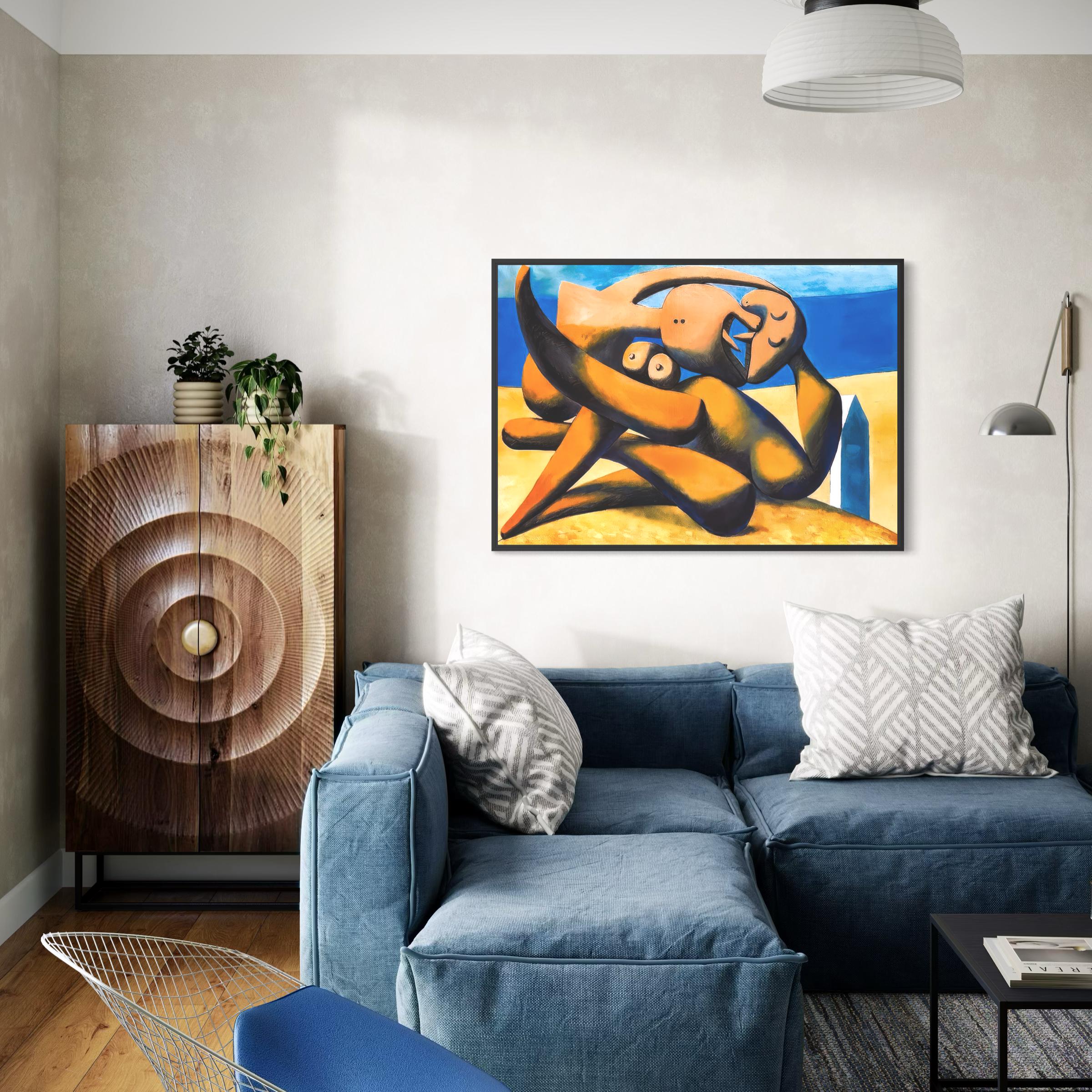 Picasso Figures at the Seaside 1931 Canvas Wall Art | Abstract Cubism Poster Print