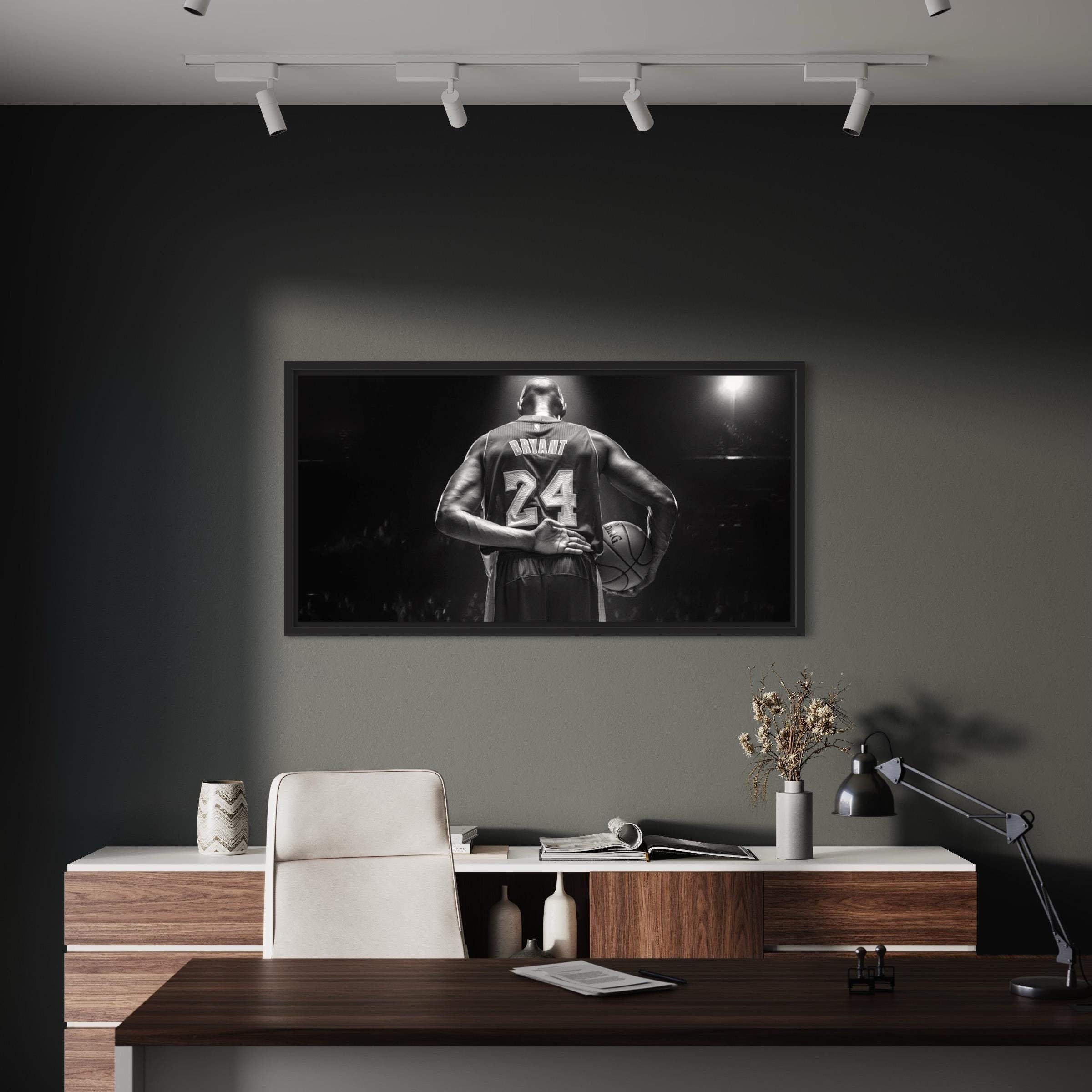 Kobe Bryant Black & White Iconic Basketball Legend Canvas Art | Poster Print