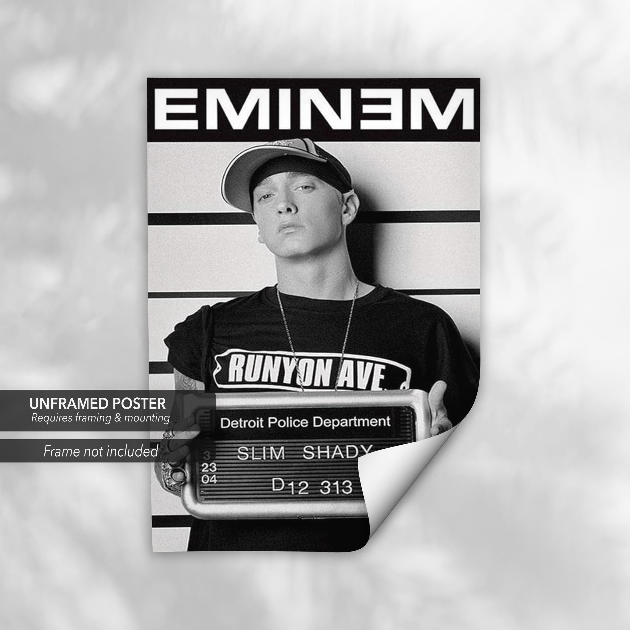 Eminem Mugshot | Slim Shady Detroit Police Black & White Canvas Art | Poster Print
