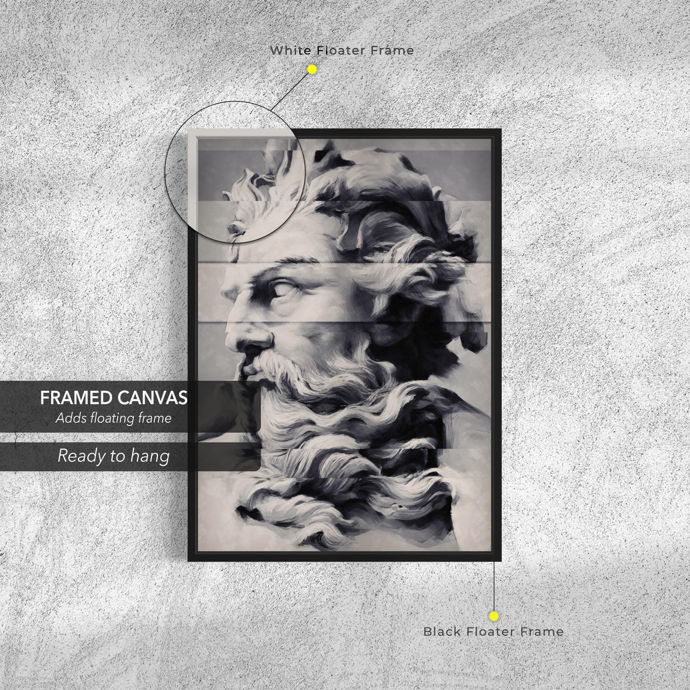 Modern Neptune Sculpture Portrait Canvas Art | Poster Print