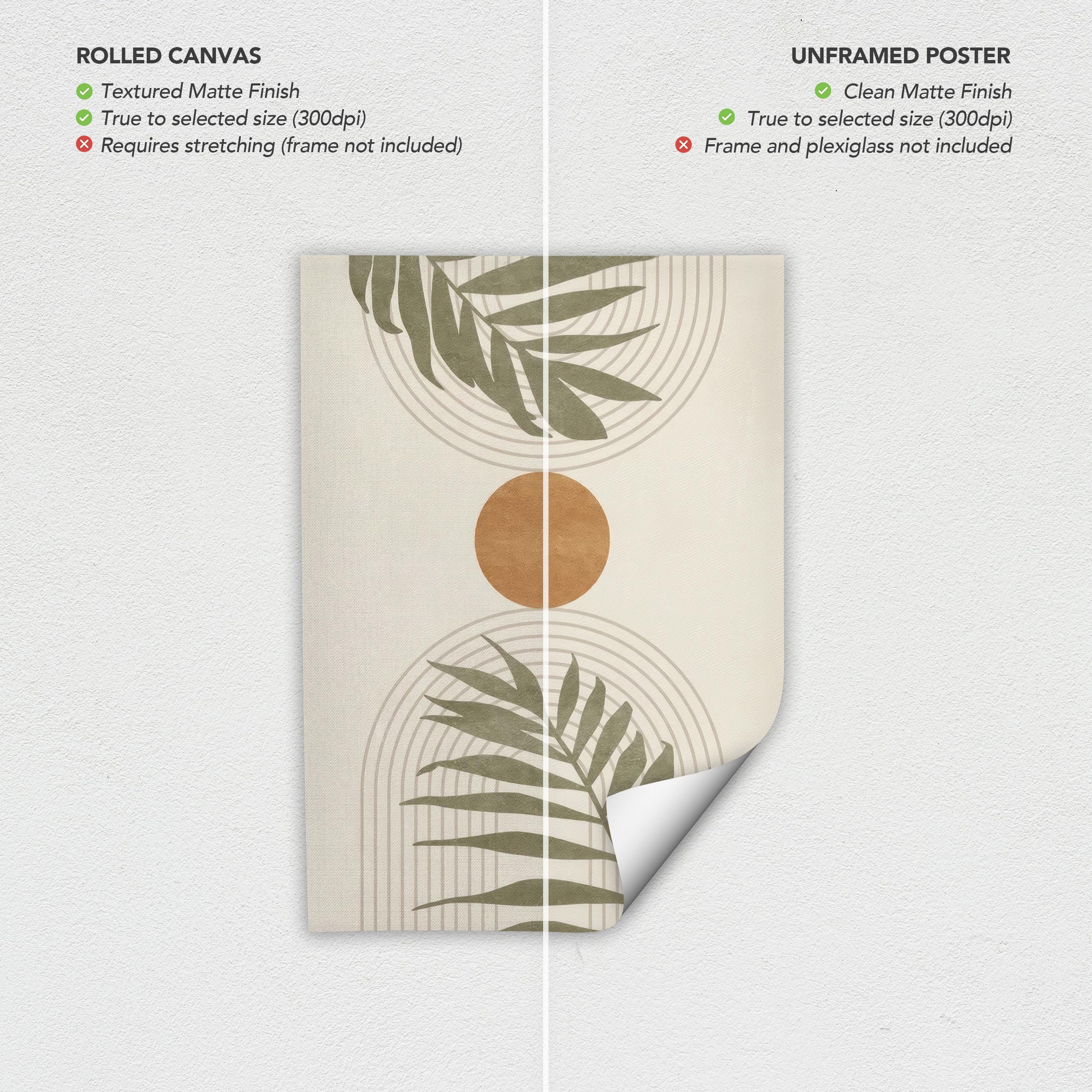 Set of 3 Canvas Wall Art | Poster Prints | Mid Century Modern Minimalist Boho Leaf Decor