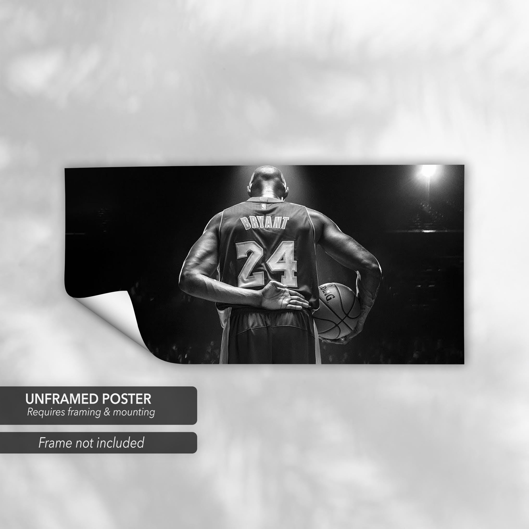 Kobe Bryant Black & White Iconic Basketball Legend Canvas Art | Poster Print