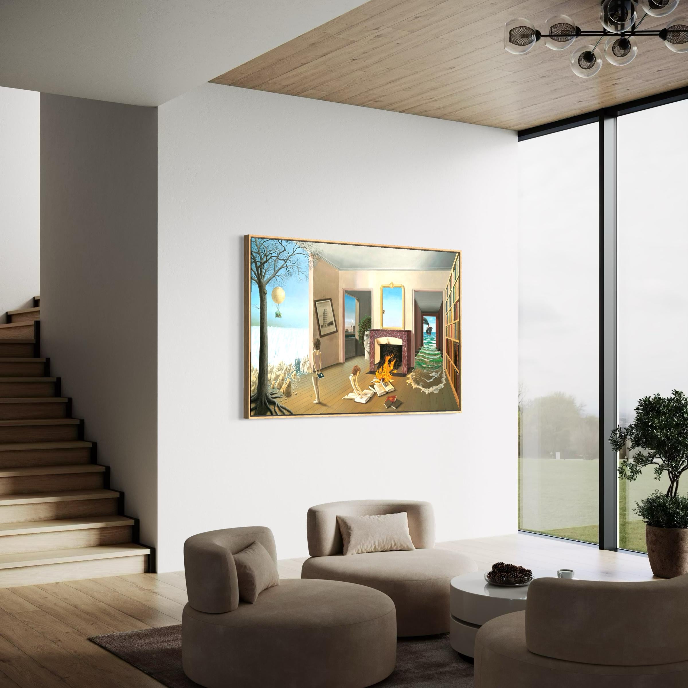 Between the Holes of Memory by Dominique Appia Canvas Wall Art | Poster Print Landscape Cubism