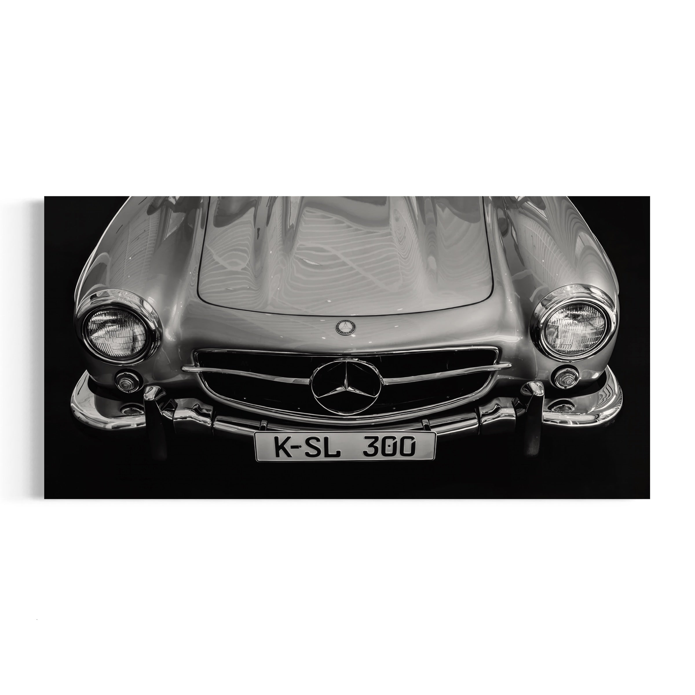 a black and white photo of a mercedes benz