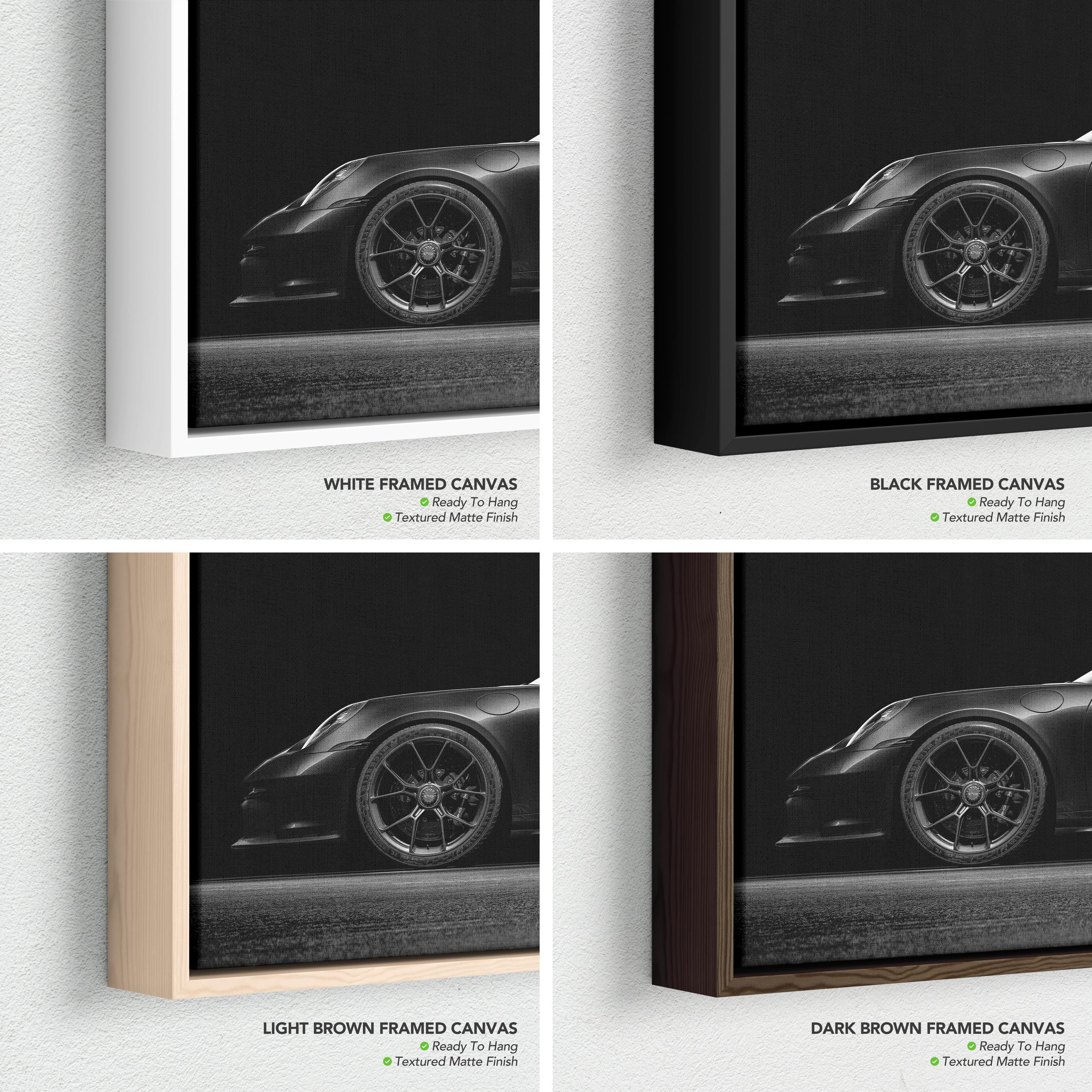 Porsche 911 GT3 RS Black Sportscar | Modern Luxury Canvas Art | Poster Print