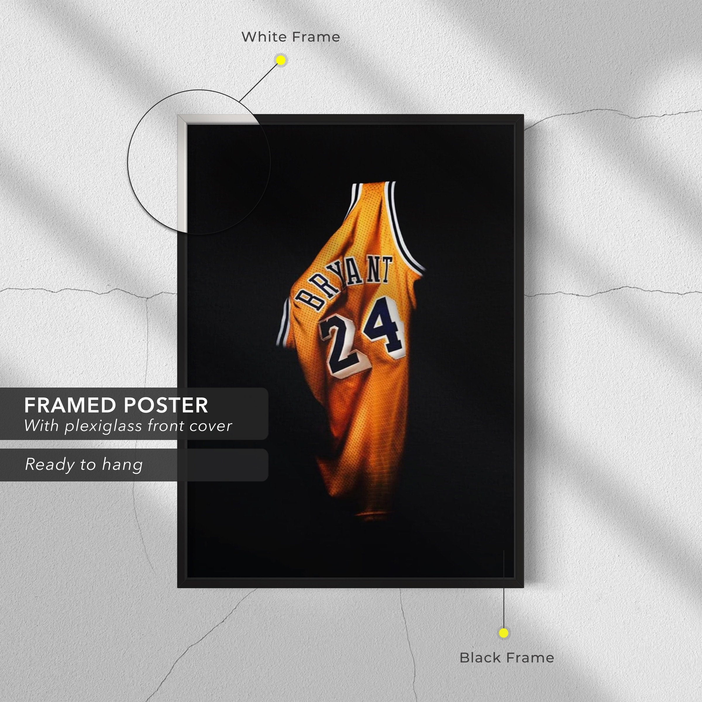 Kobe Bryant Jersey | Iconic #24 Lakers | Basketball Fans Canvas Wall Art | Poster Print